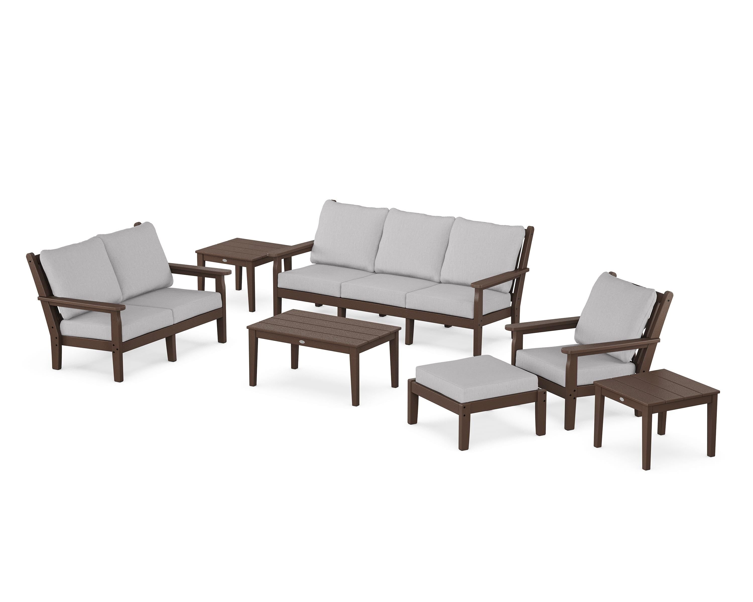 POLYWOOD Chippendale 7-Piece Deep Seating Set in Mahogany / Granite