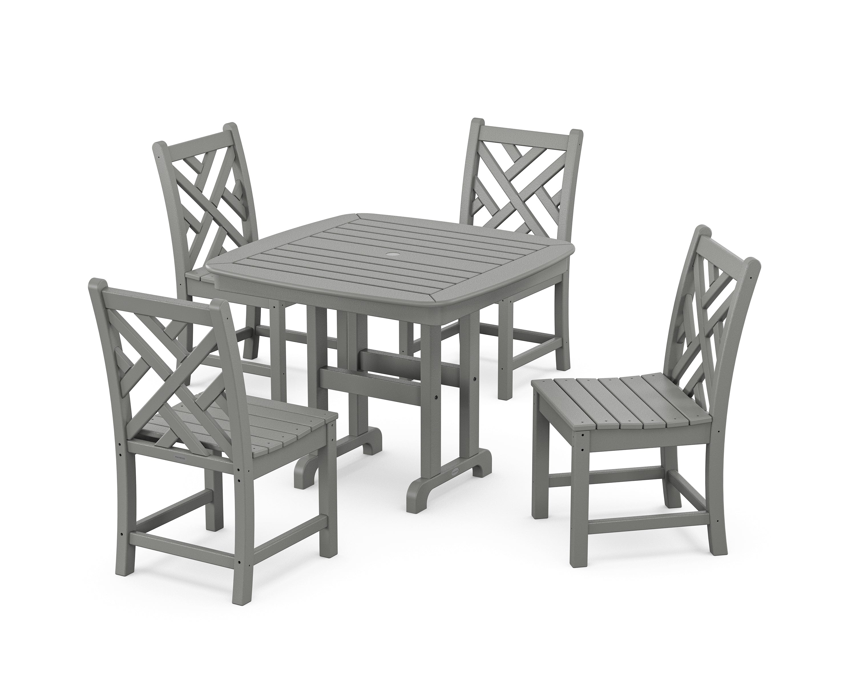 POLYWOOD® Chippendale 5-Piece Side Chair Dining Set in Slate Grey