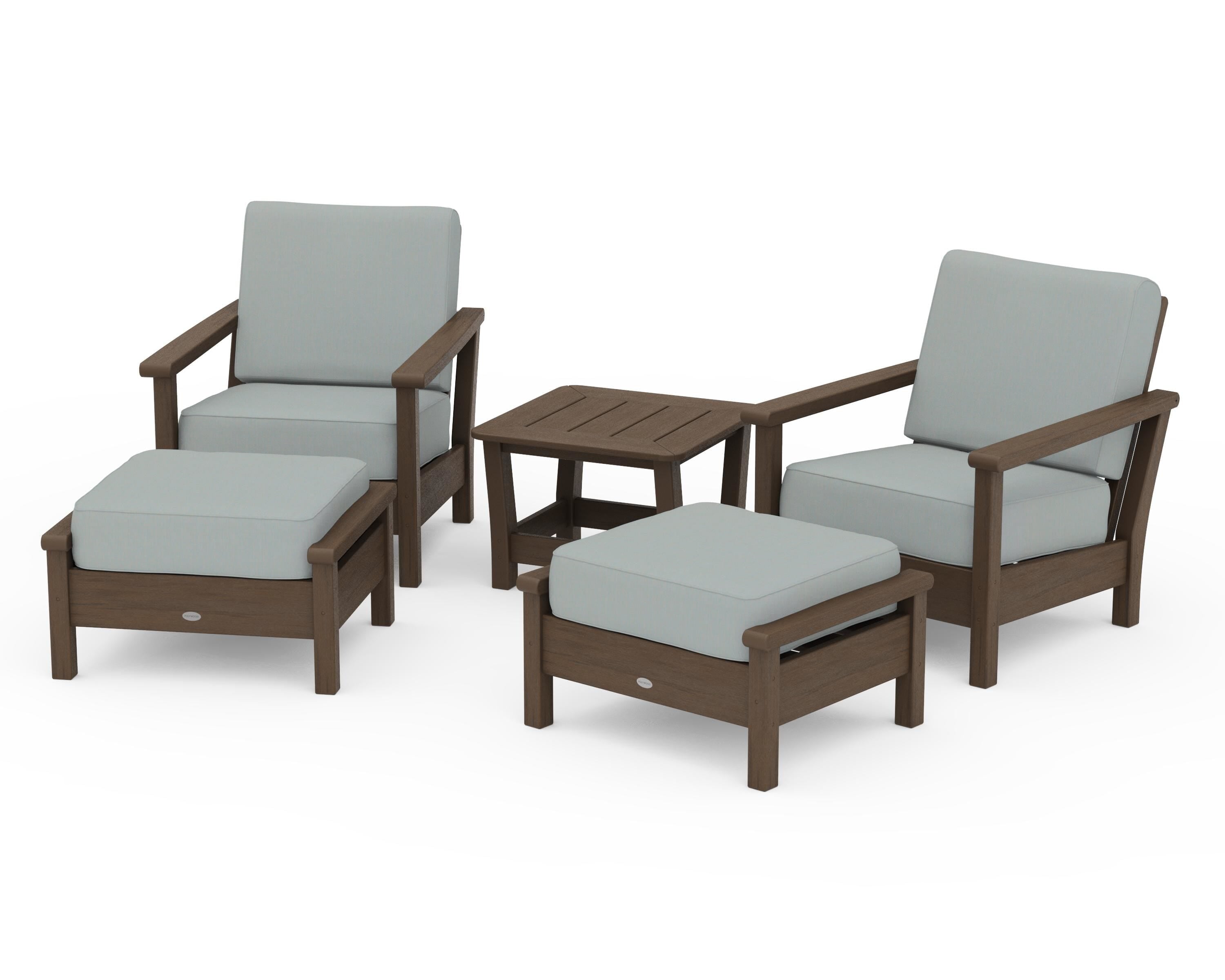 POLYWOOD Harbour 5-Piece Deep Seating Chair Set in Kona / Spa