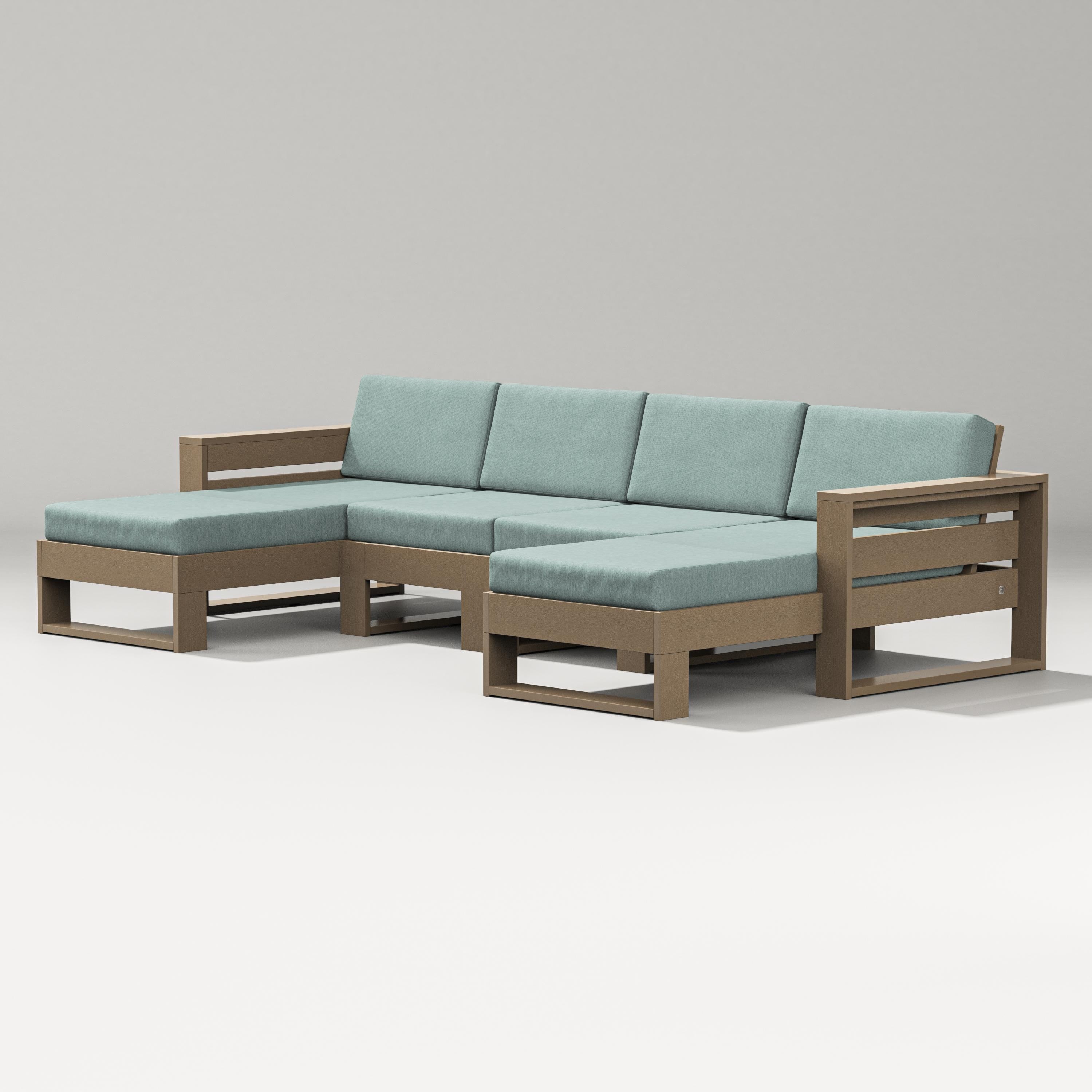 PW Designer Series Latitude Double Chaise Sectional in Vintage Sahara / Glacier Spa