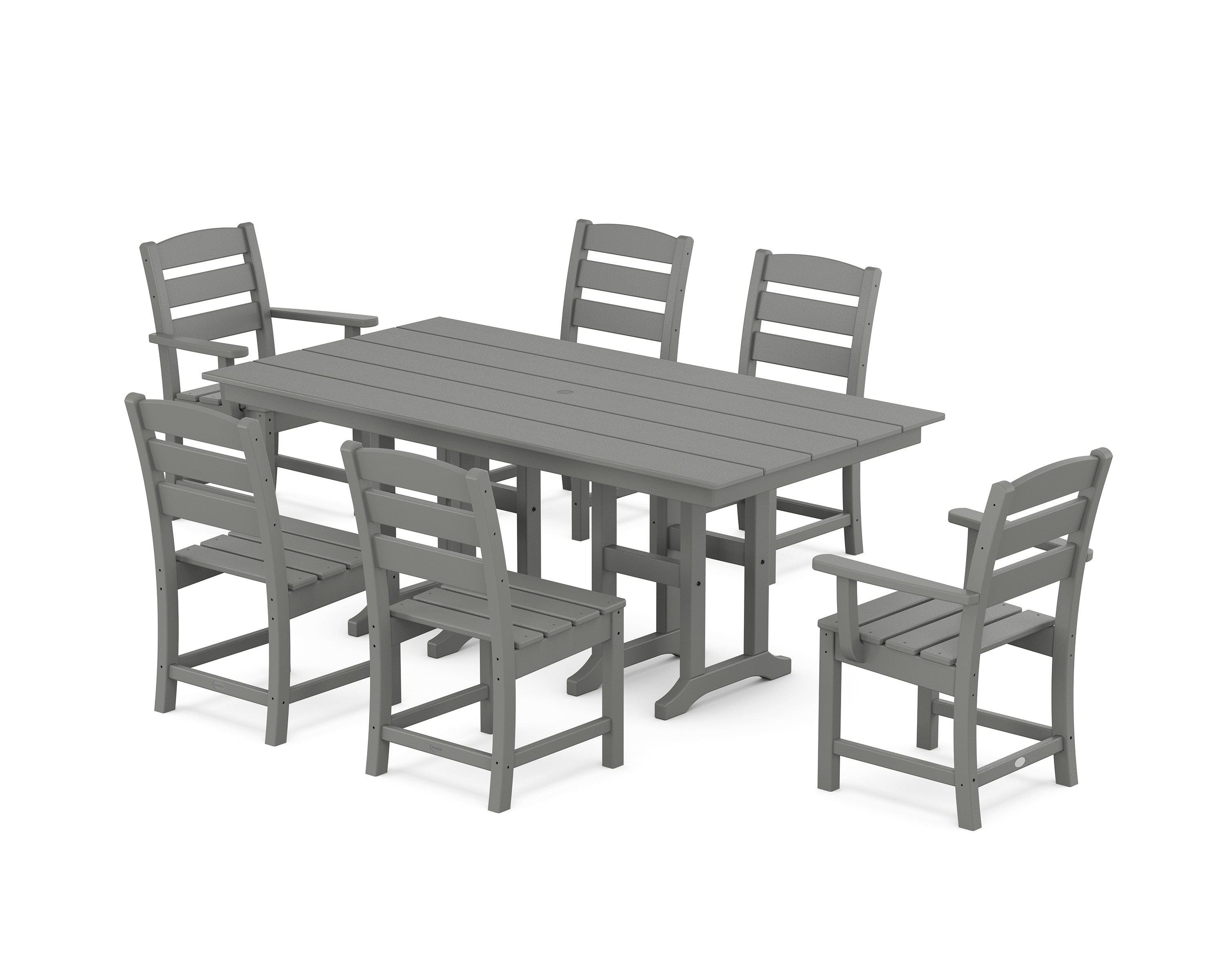 POLYWOOD Lakeside 7-Piece Farmhouse Dining Set in Slate Grey