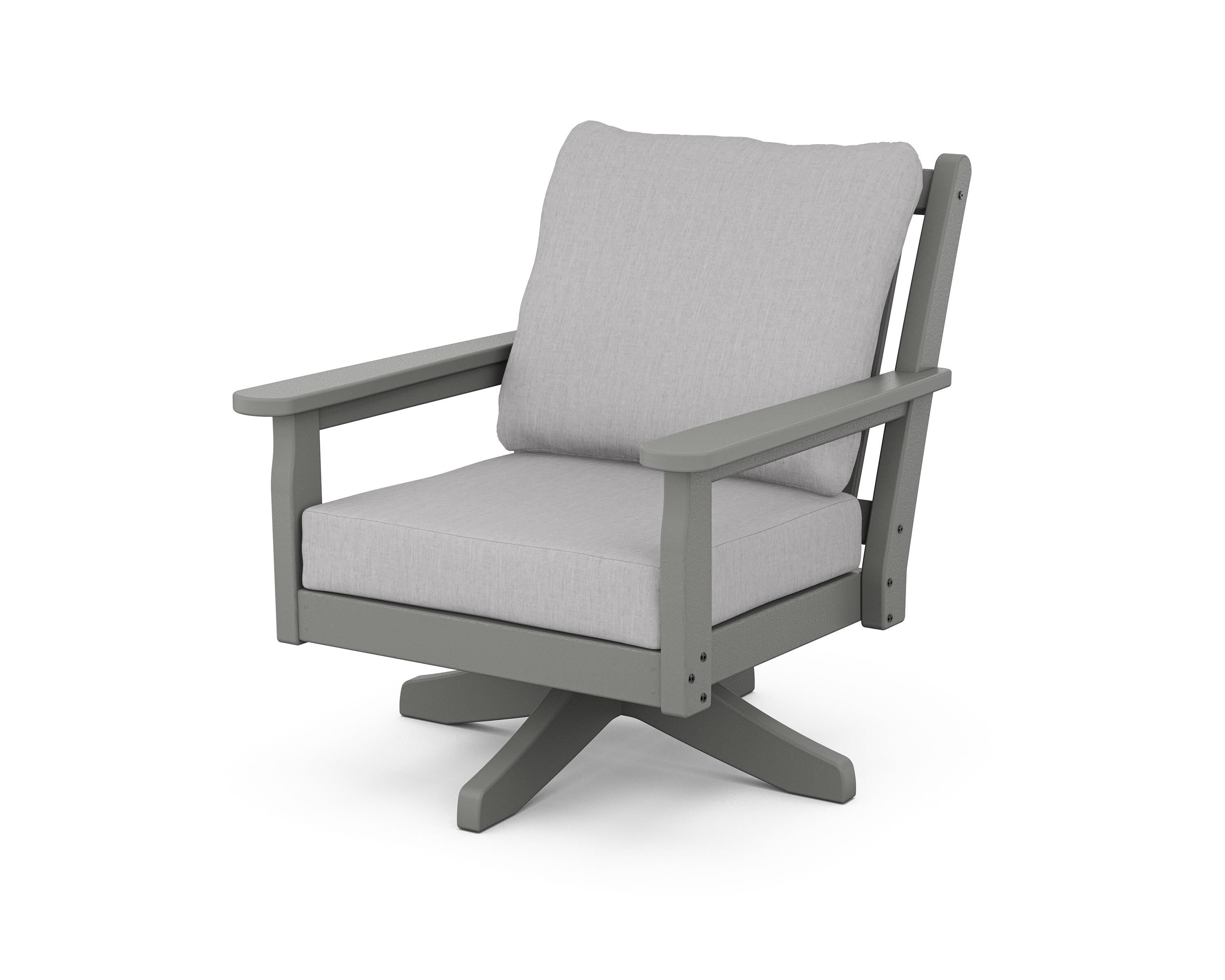 POLYWOOD Chippendale Deep Seating Swivel Chair in Slate Grey / Granite