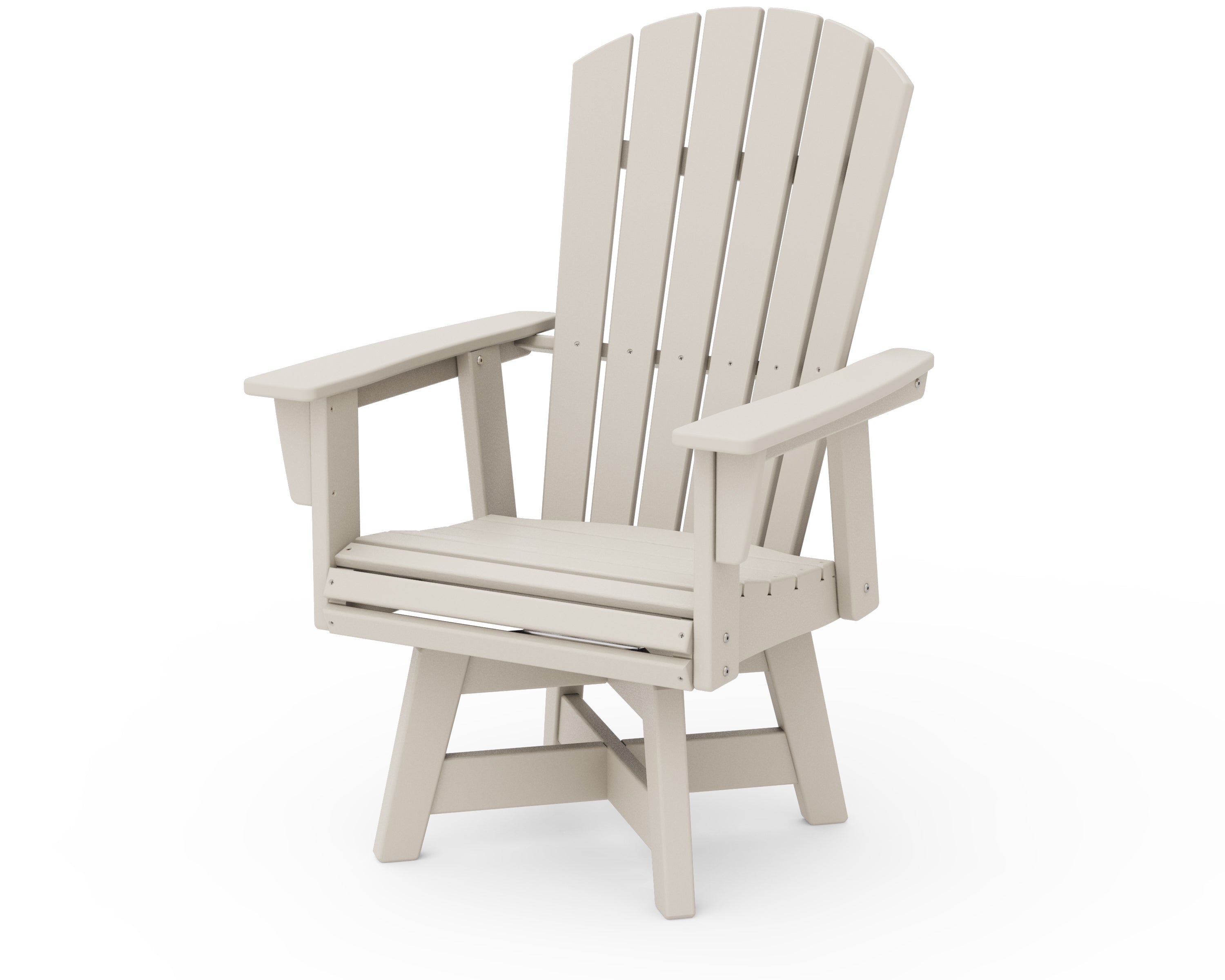 POLYWOOD Nautical Curveback Adirondack Swivel Dining Chair in Sand