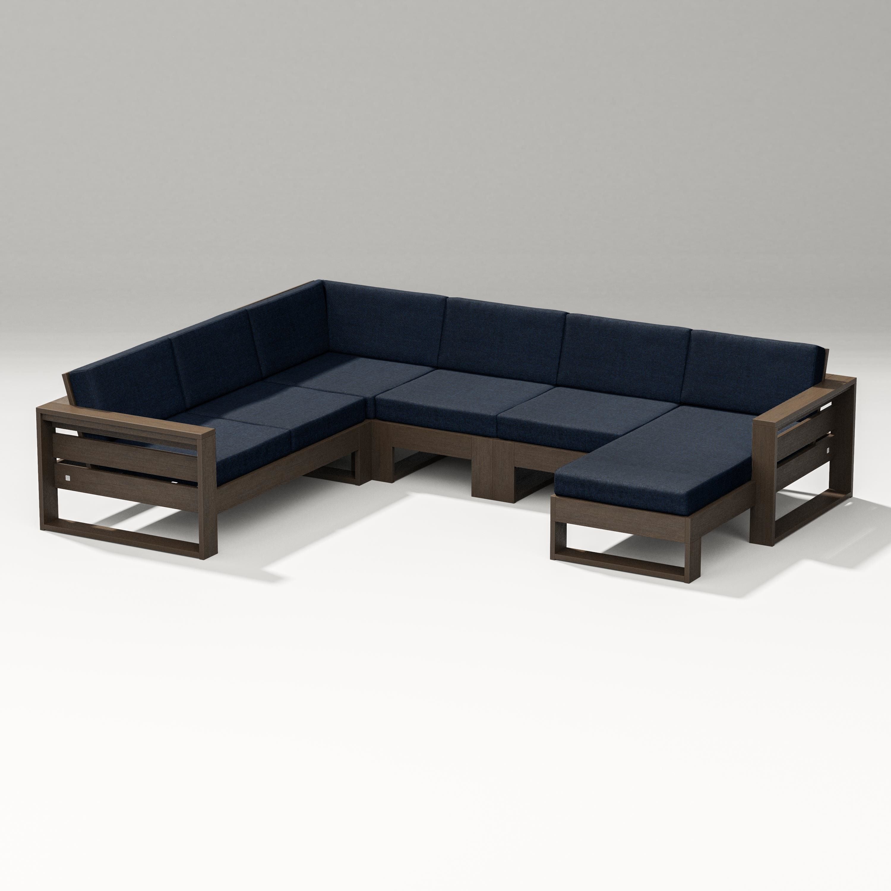 PW Designer Series Latitude Corner Sectional with Right Chaise in Kona / Marine Indigo