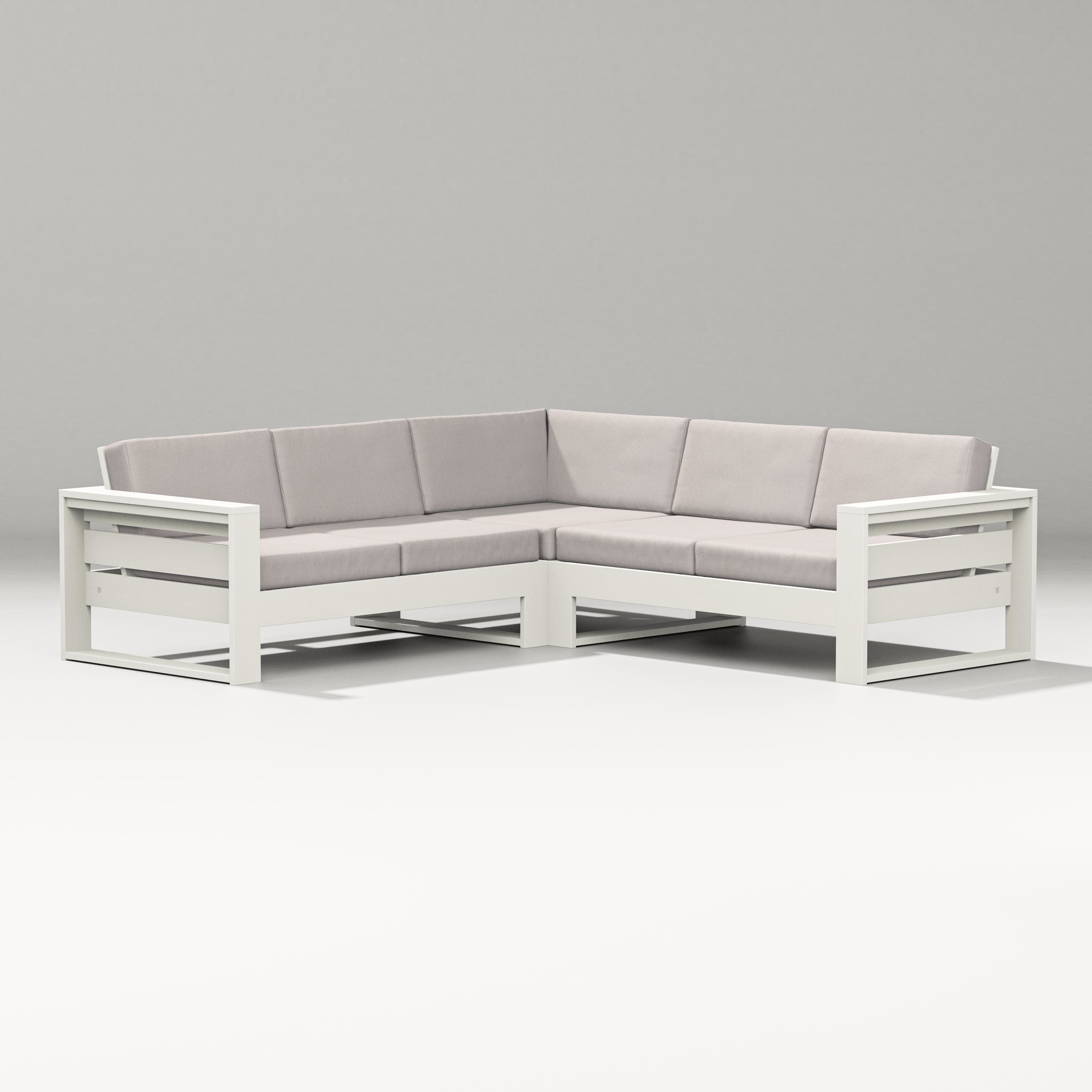 PW Designer Series Latitude Corner Sectional in Vintage White / Dune Burlap