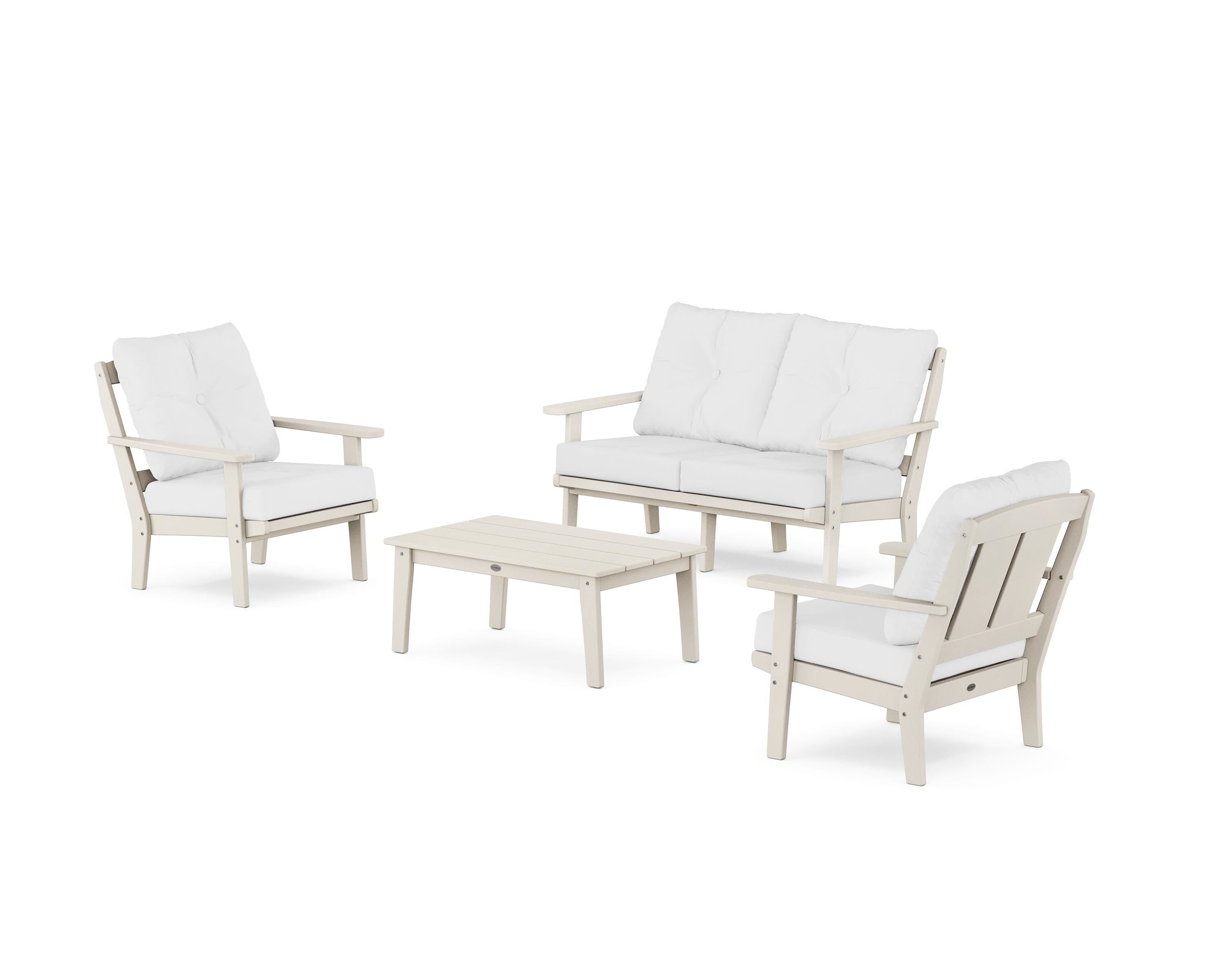POLYWOOD Mission 4-Piece Deep Seating Set with Loveseat in Sand / Natural