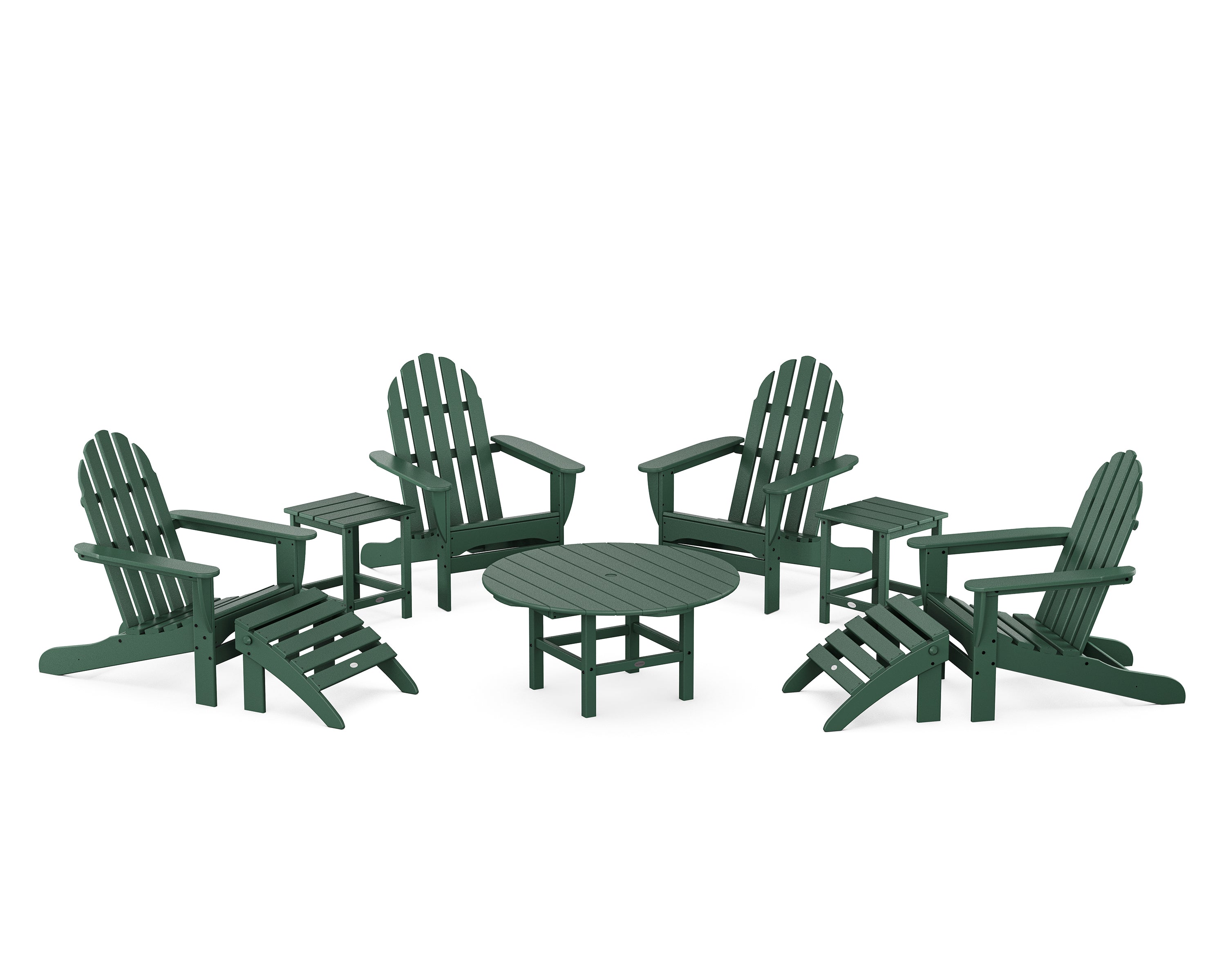 POLYWOOD® Classic Adirondack Chair 9-Piece Conversation Set in Green