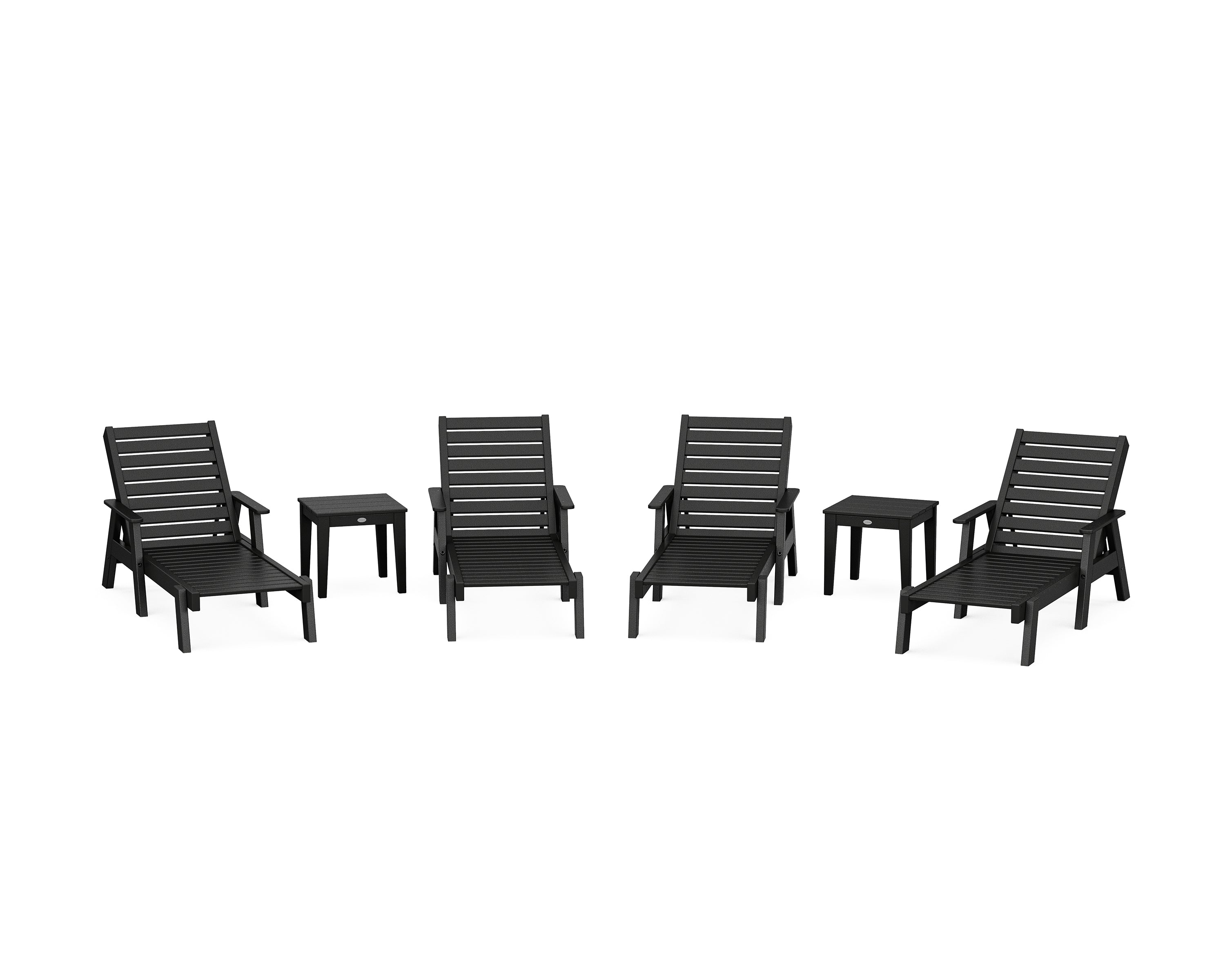 POLYWOOD Captain Chaise 6-Piece Set with Arms in Black