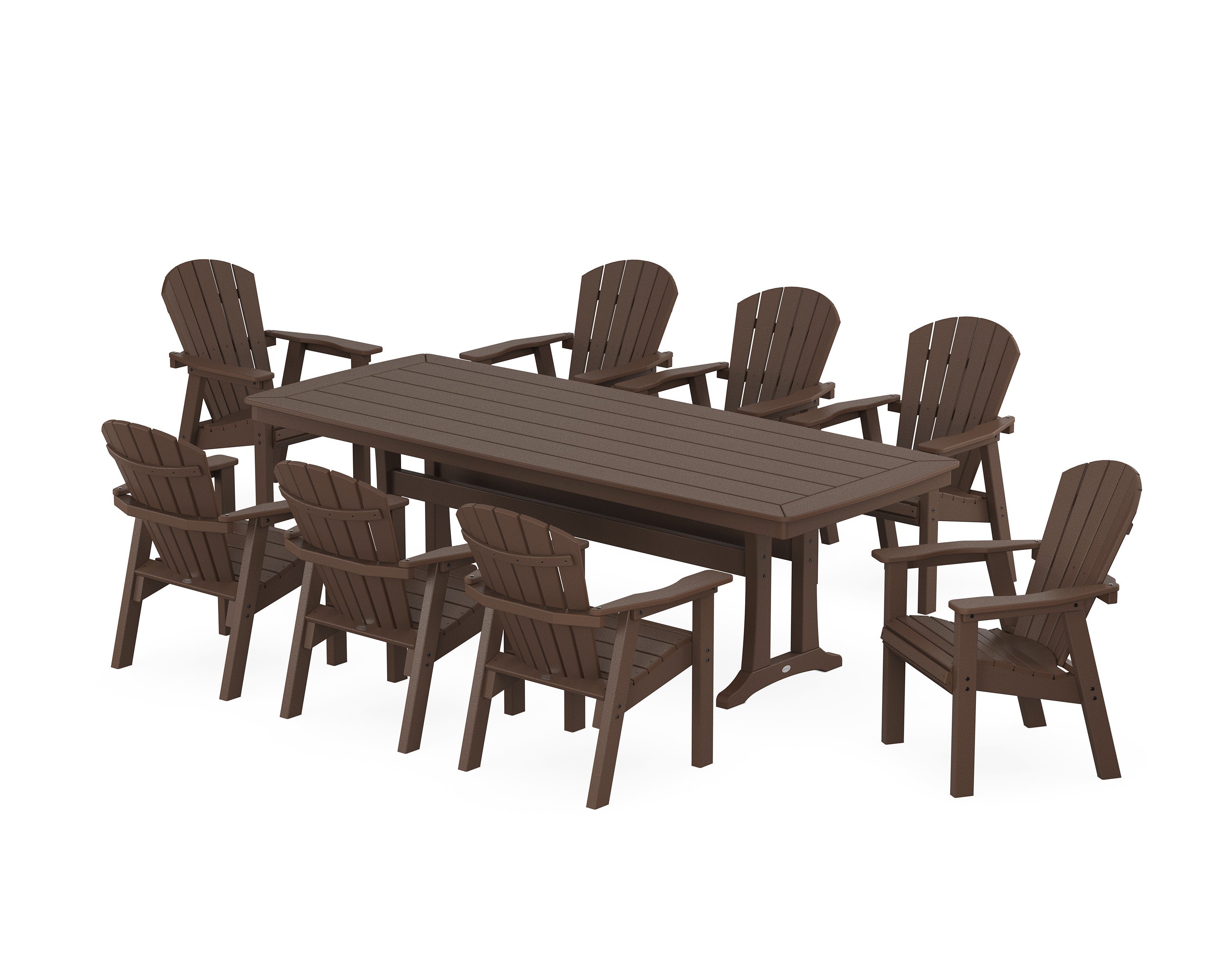 POLYWOOD® Seashell 9-Piece Dining Set with Trestle Legs in Mahogany