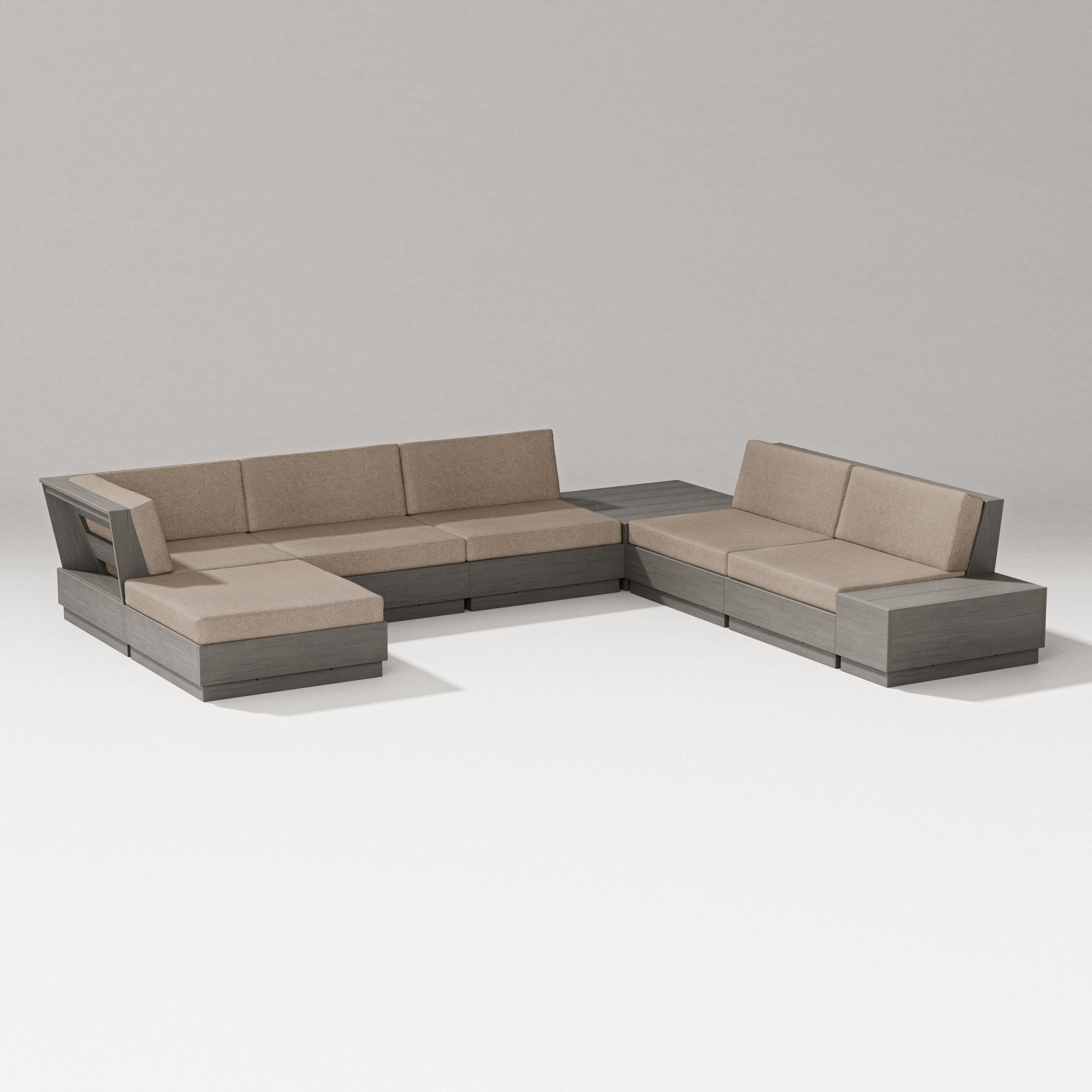 PW Designer Series Elevate 8-Piece Corner Sectional in Driftwood / Spiced Burlap