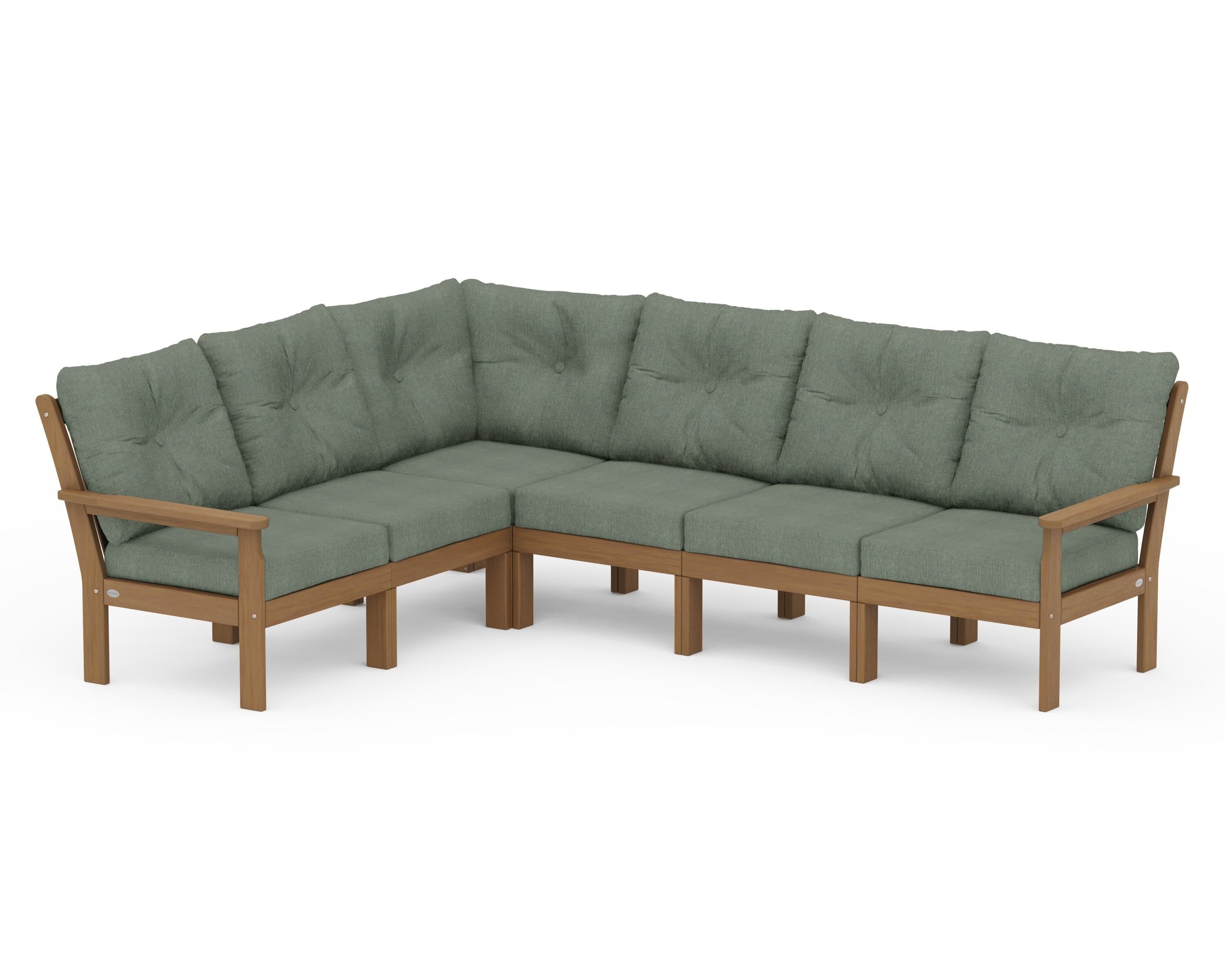 POLYWOOD Vineyard 6-Piece Sectional in Natural / Cast Sage