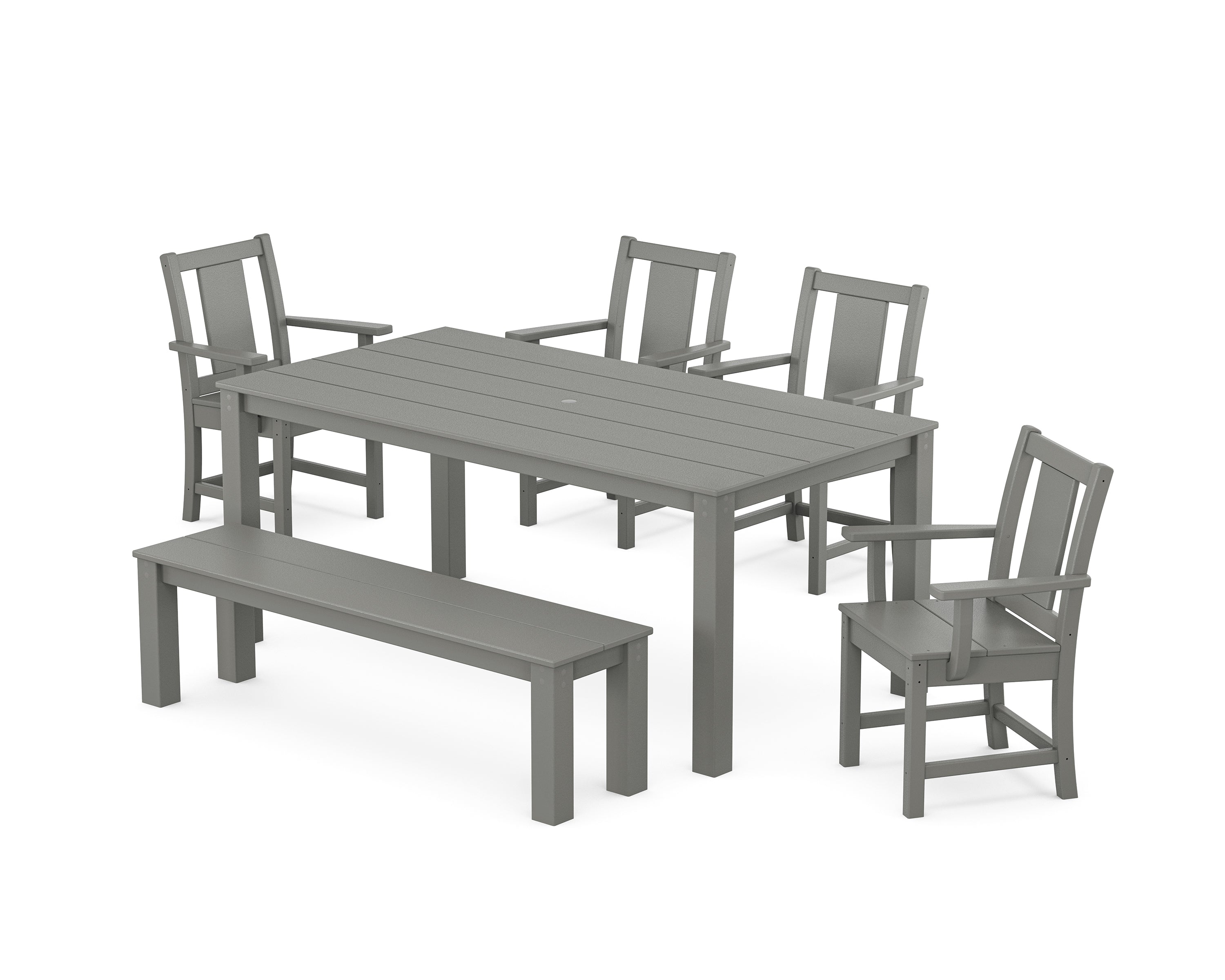 POLYWOOD® Prairie 6-Piece Parsons Dining Set with Bench in Slate Grey