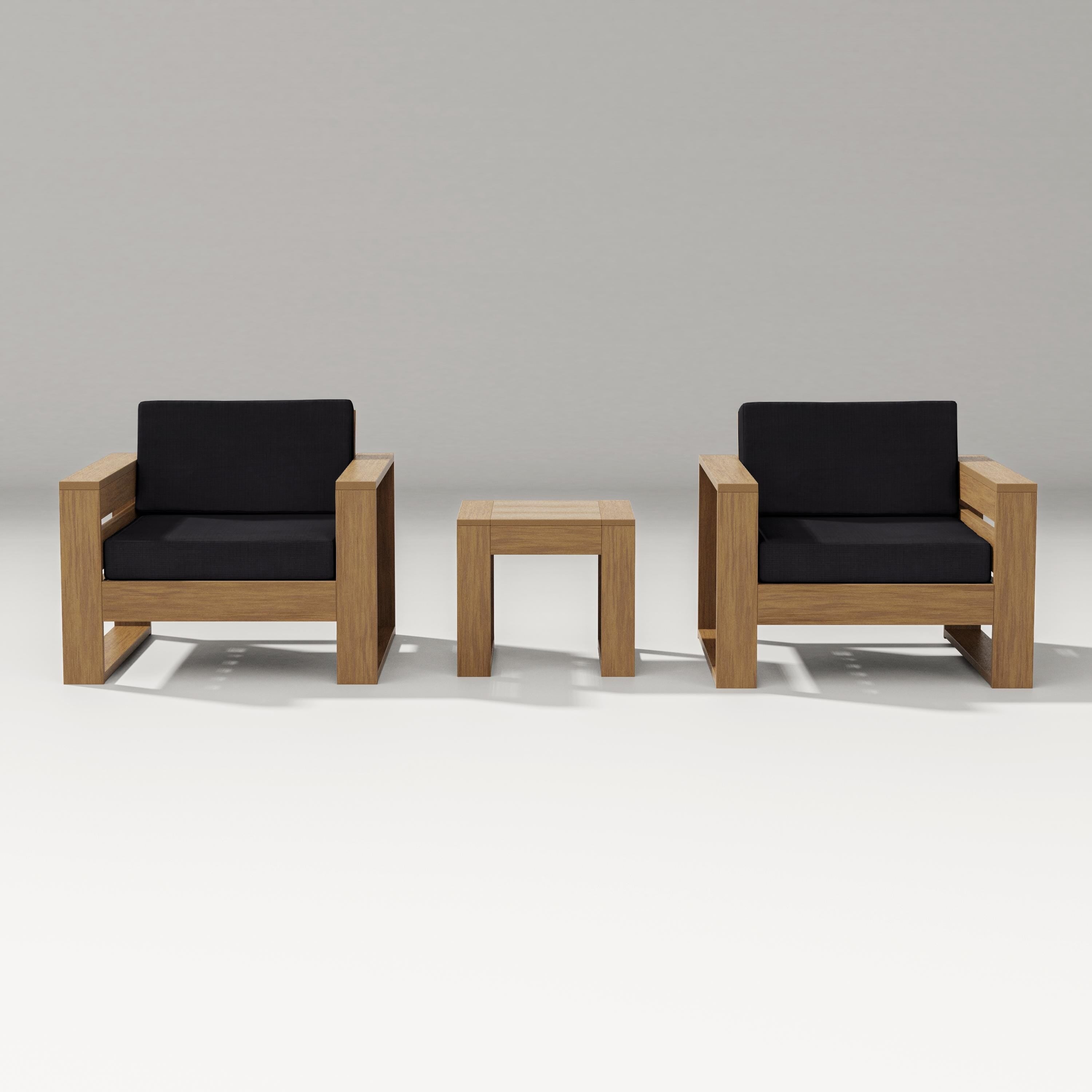 PW Designer Series Latitude 3-Piece Lounge Chair Set in Natural / Midnight Linen