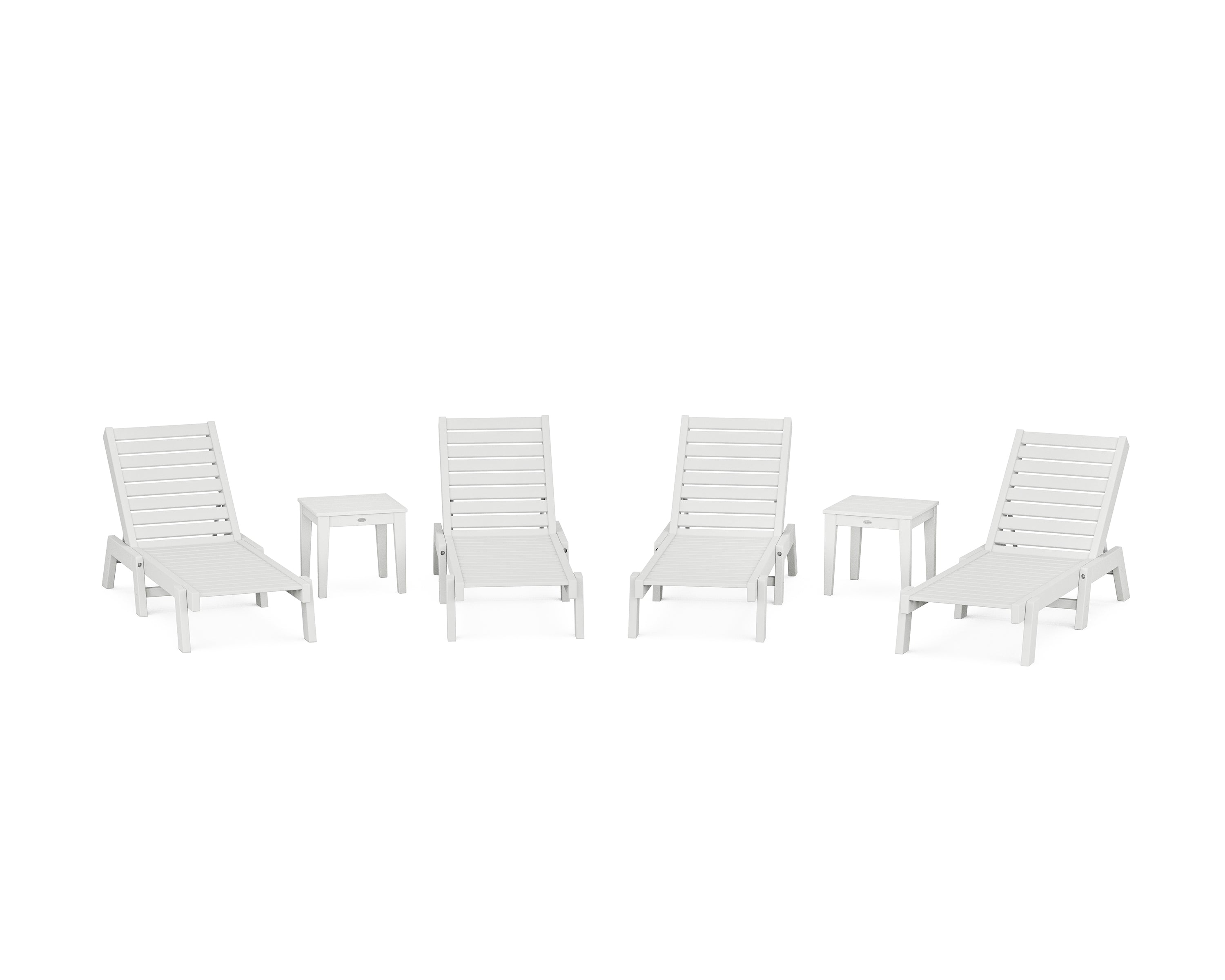 POLYWOOD Captain Chaise 6-Piece Set in White