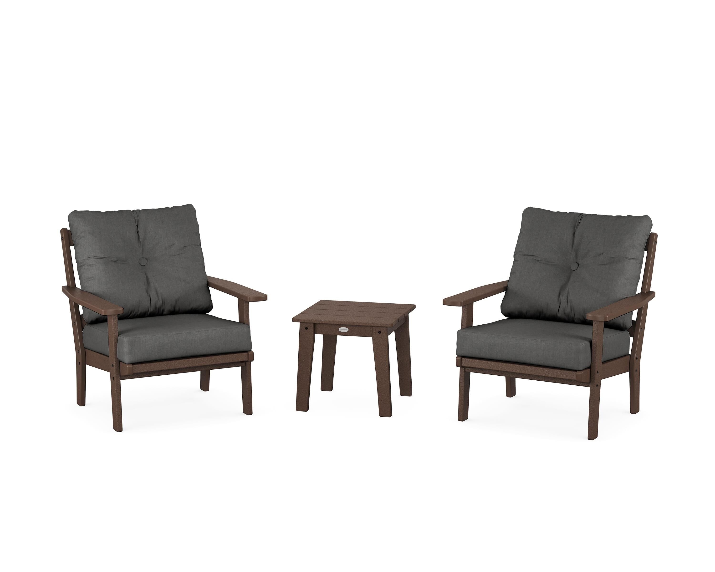 POLYWOOD Prairie 3-Piece Deep Seating Set in Mahogany / Spectrum Carbon