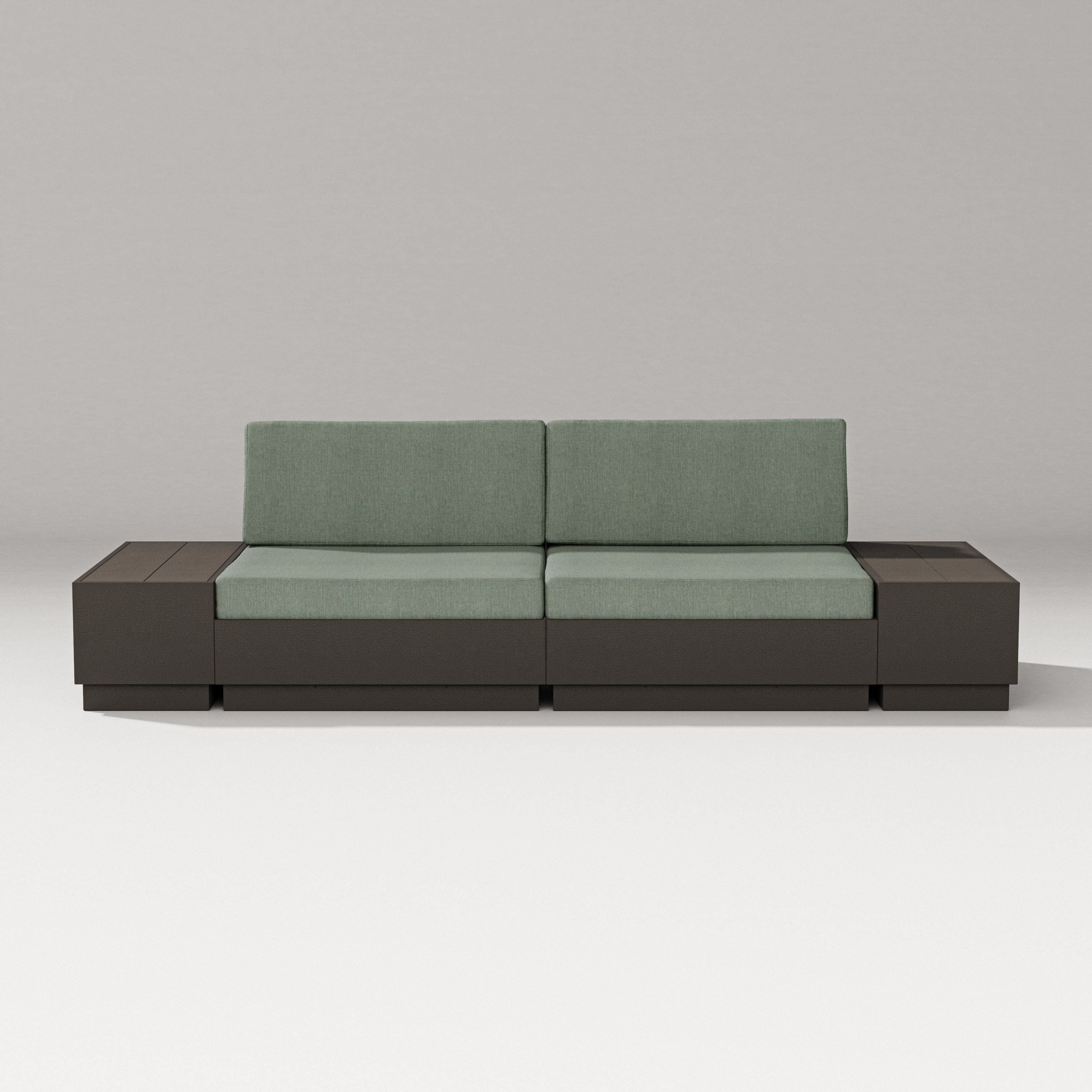 PW Designer Series Elevate 4-Piece Loveseat Sectional in Vintage Coffee / Cast Sage