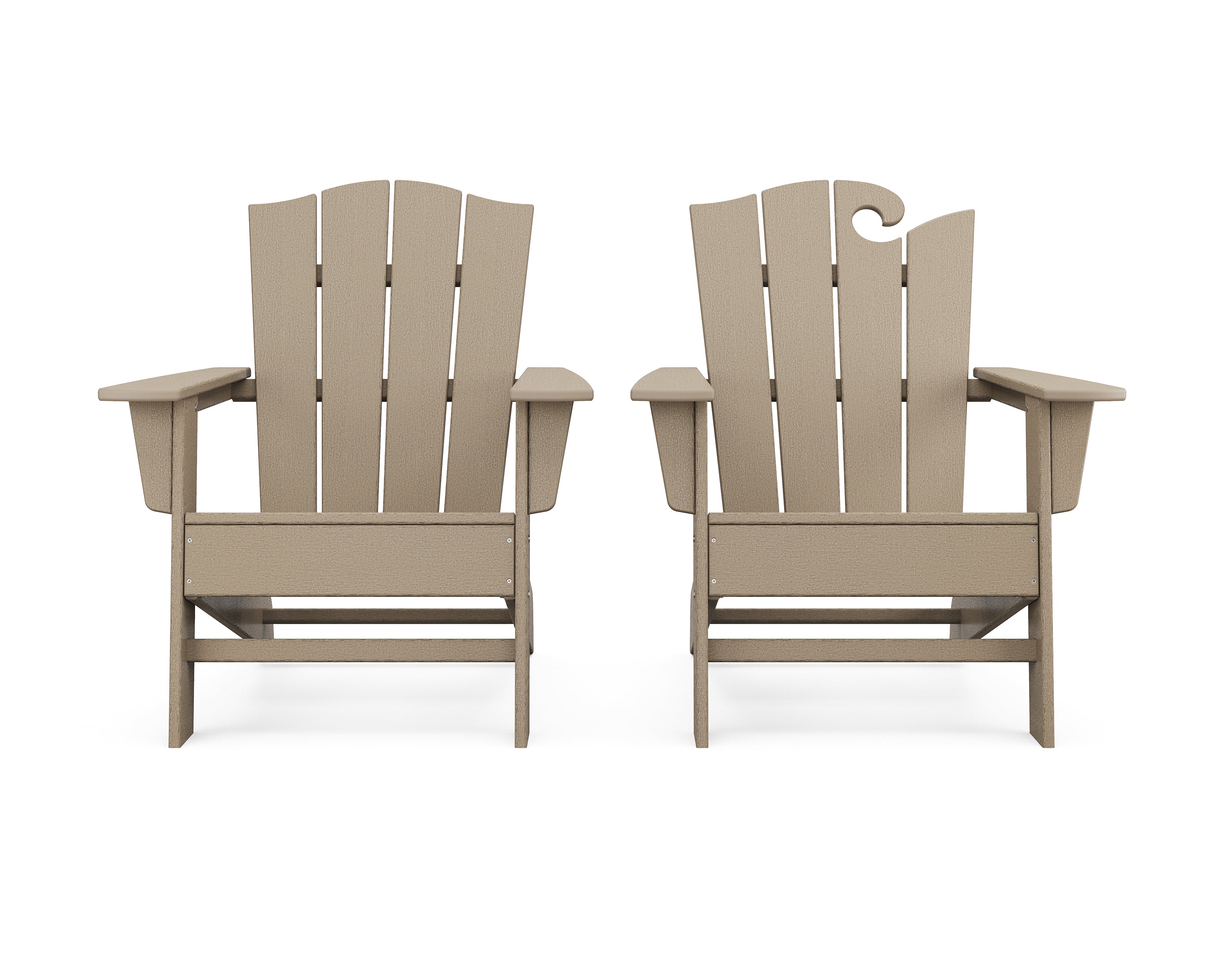 POLYWOOD® Wave 2-Piece Adirondack Chair Set with The Crest Chair in Vintage Sahara