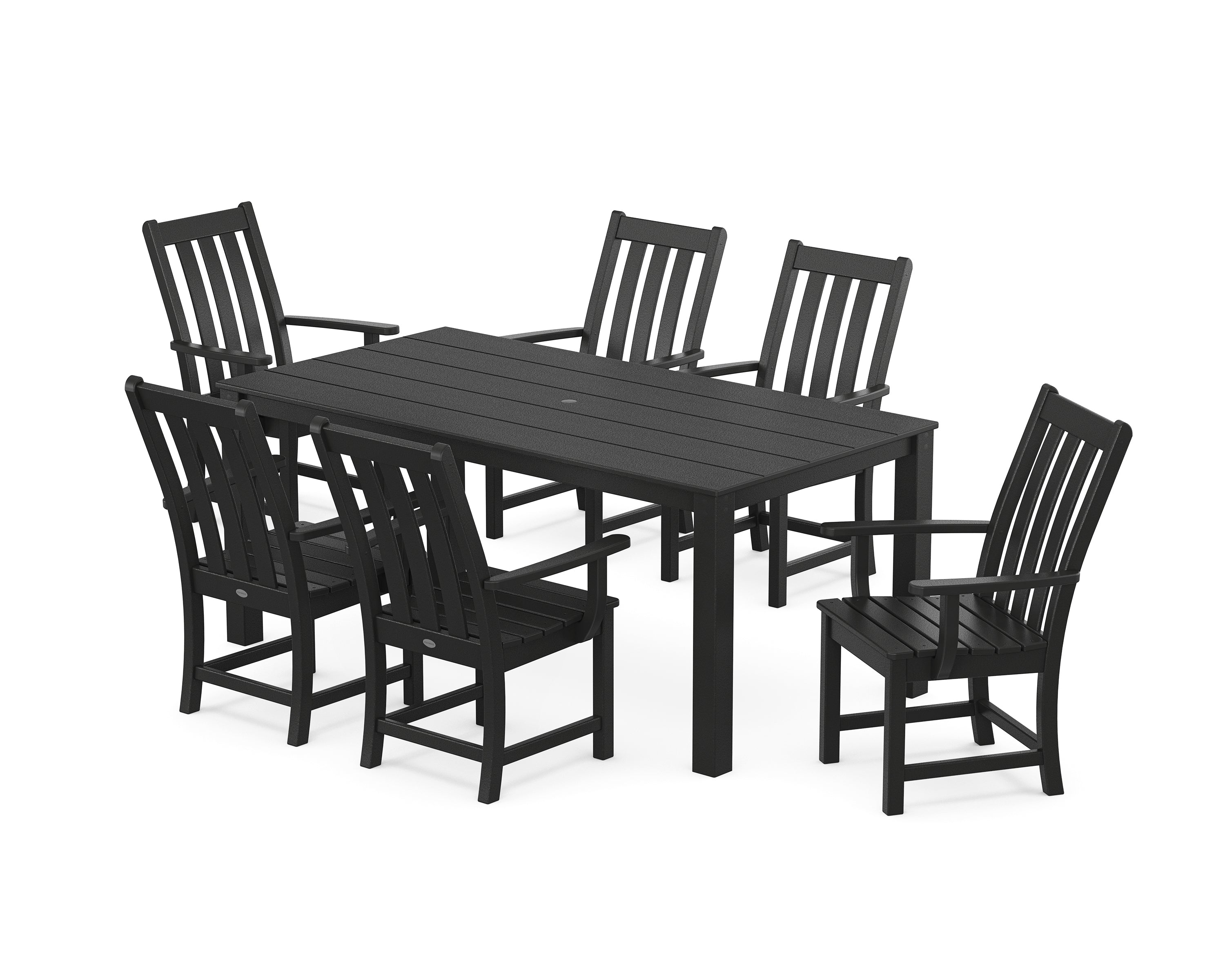POLYWOOD® Vineyard 7-Piece Parsons Arm Chair Dining Set in Black