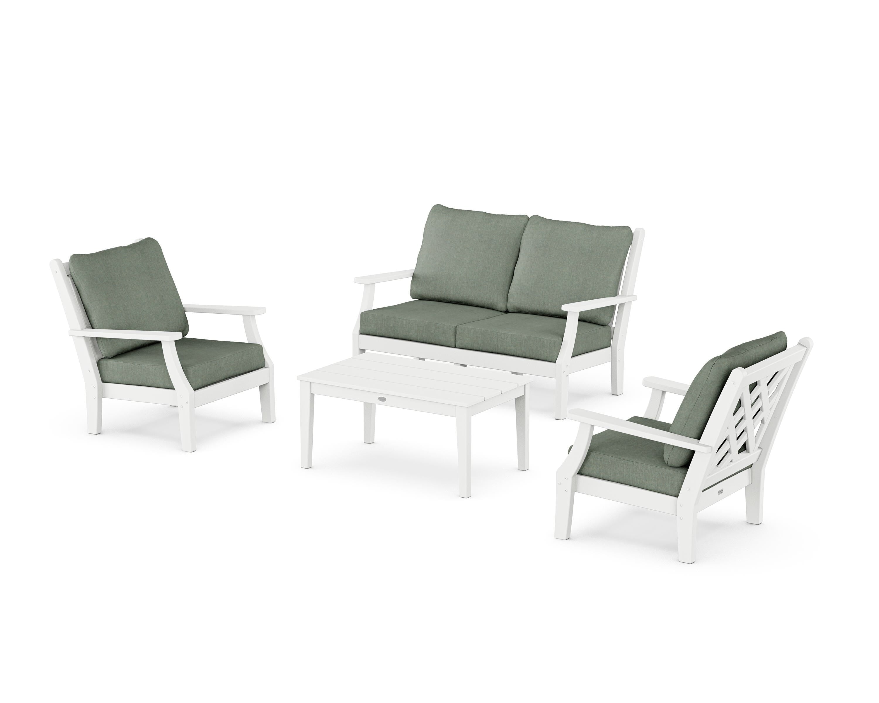 Country Living Wovendale 4-Piece Deep Seating Set with Loveseat in White / Cast Sage