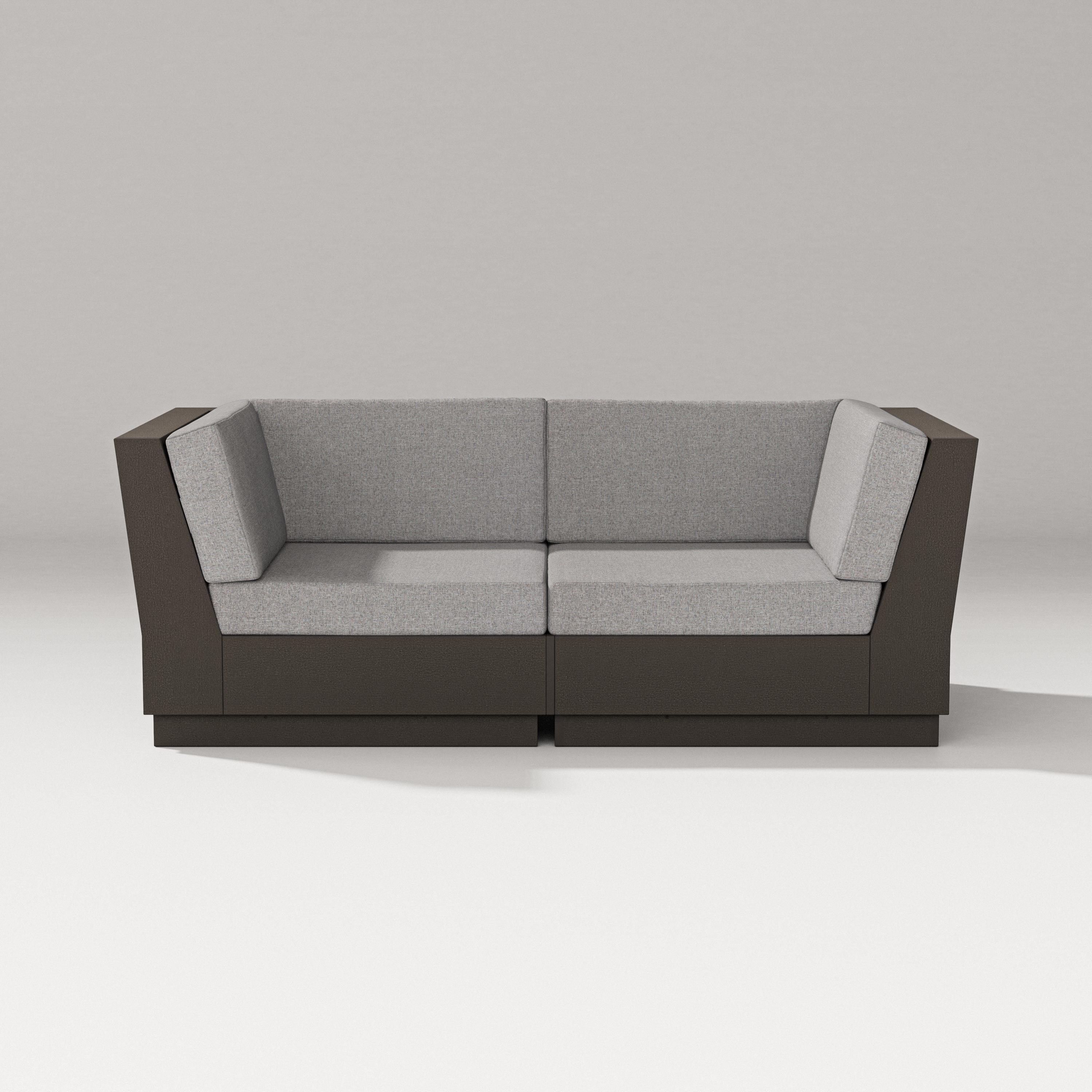 PW Designer Series Elevate Loveseat Sectional in Vintage Coffee / Grey Mist