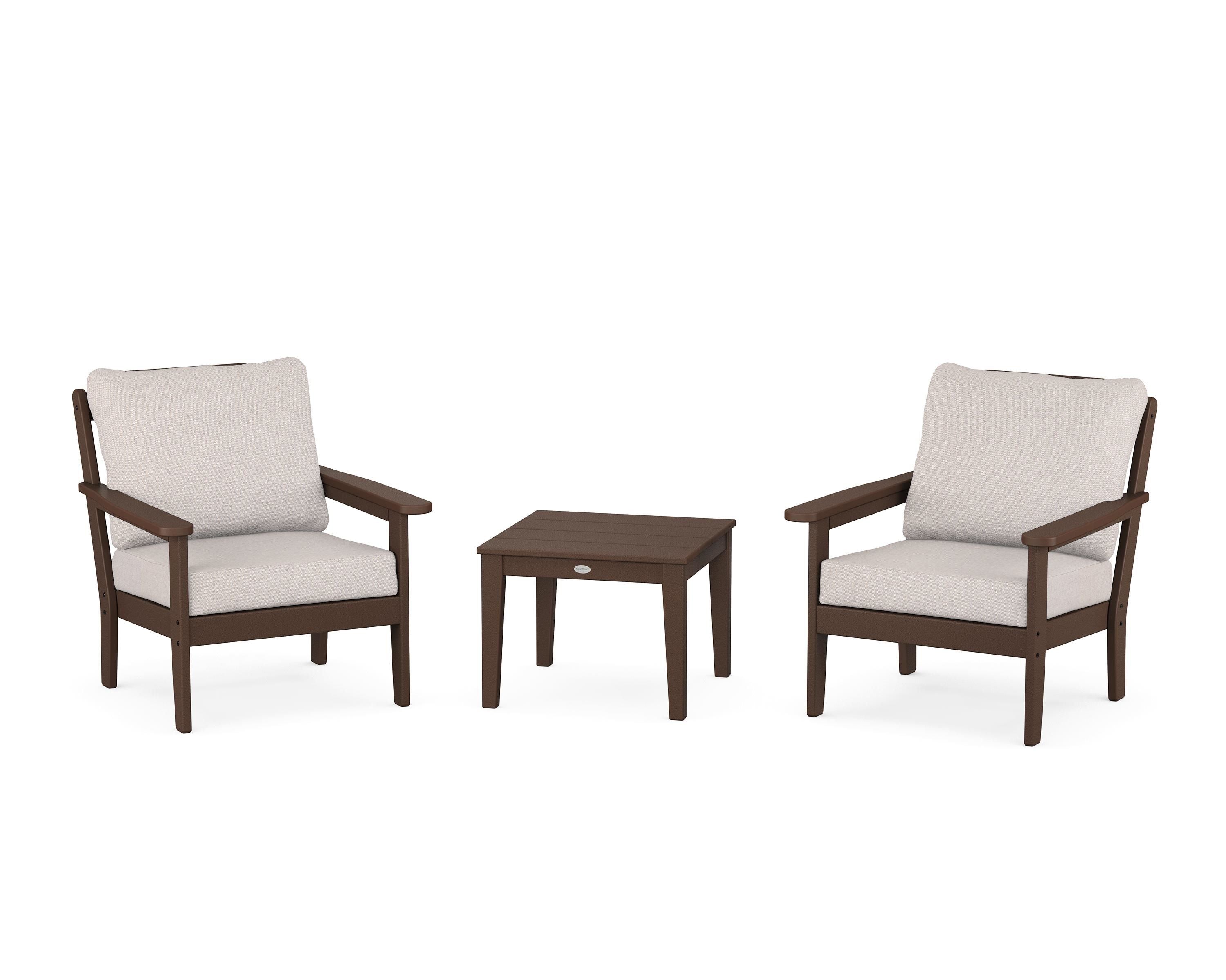 Country Living Cottage 3-Piece Deep Seating Set in Mahogany / Dune Burlap