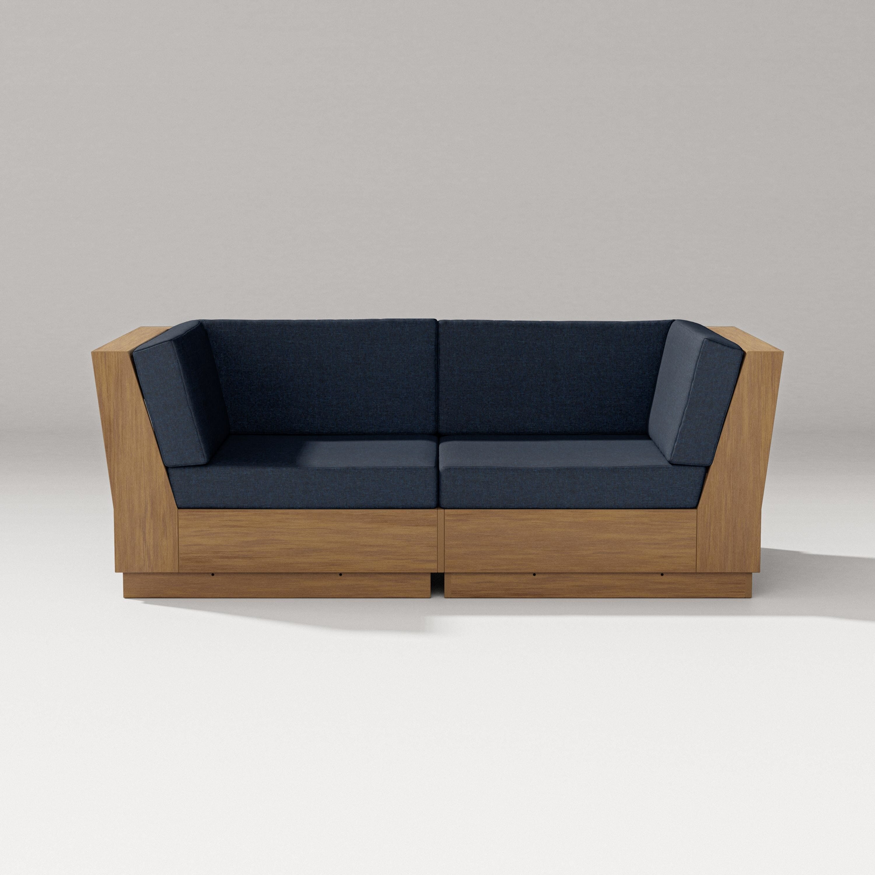 PW Designer Series Elevate Loveseat Sectional in Natural / Marine Indigo