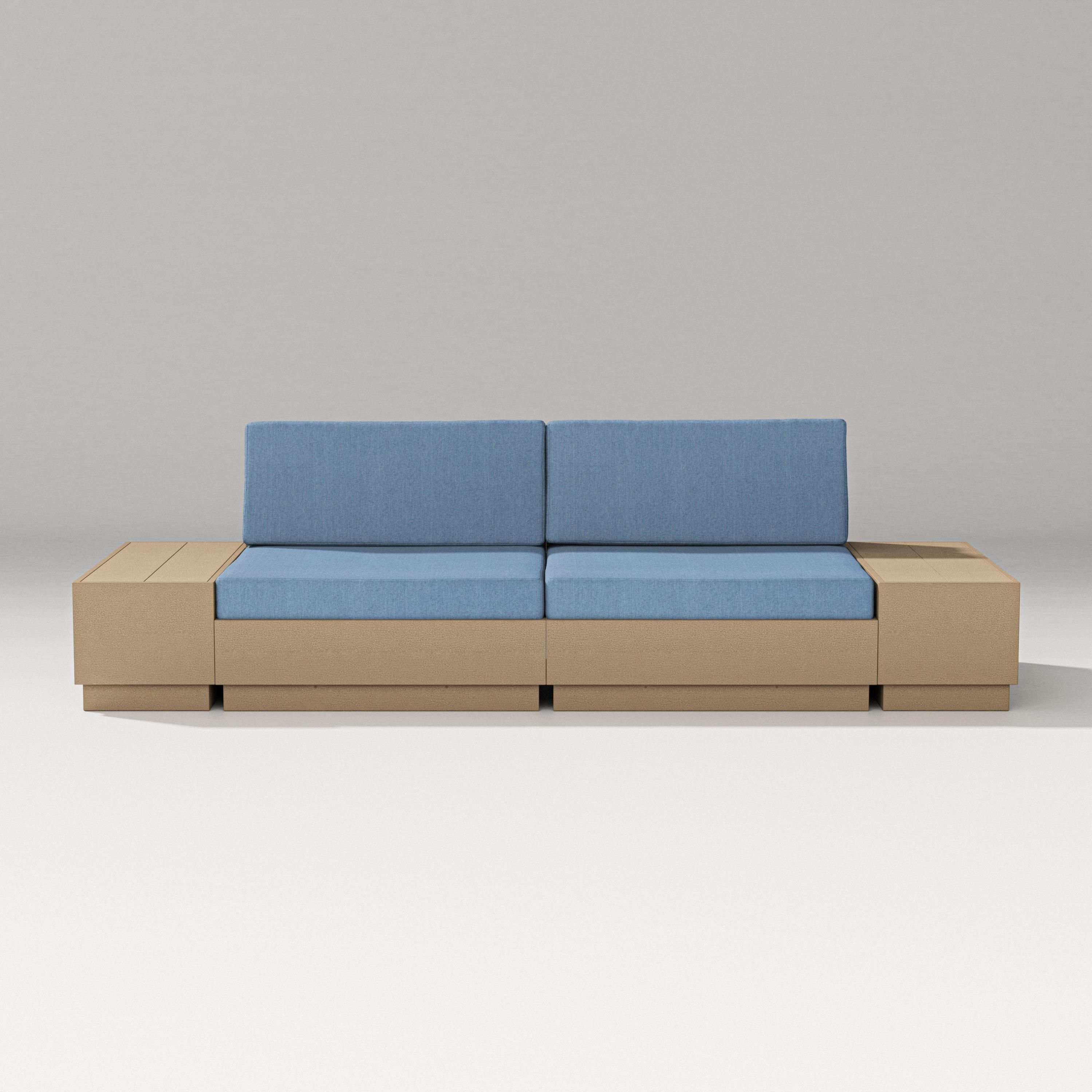 PW Designer Series Elevate 4-Piece Loveseat Sectional in Vintage Sahara / Sky Blue