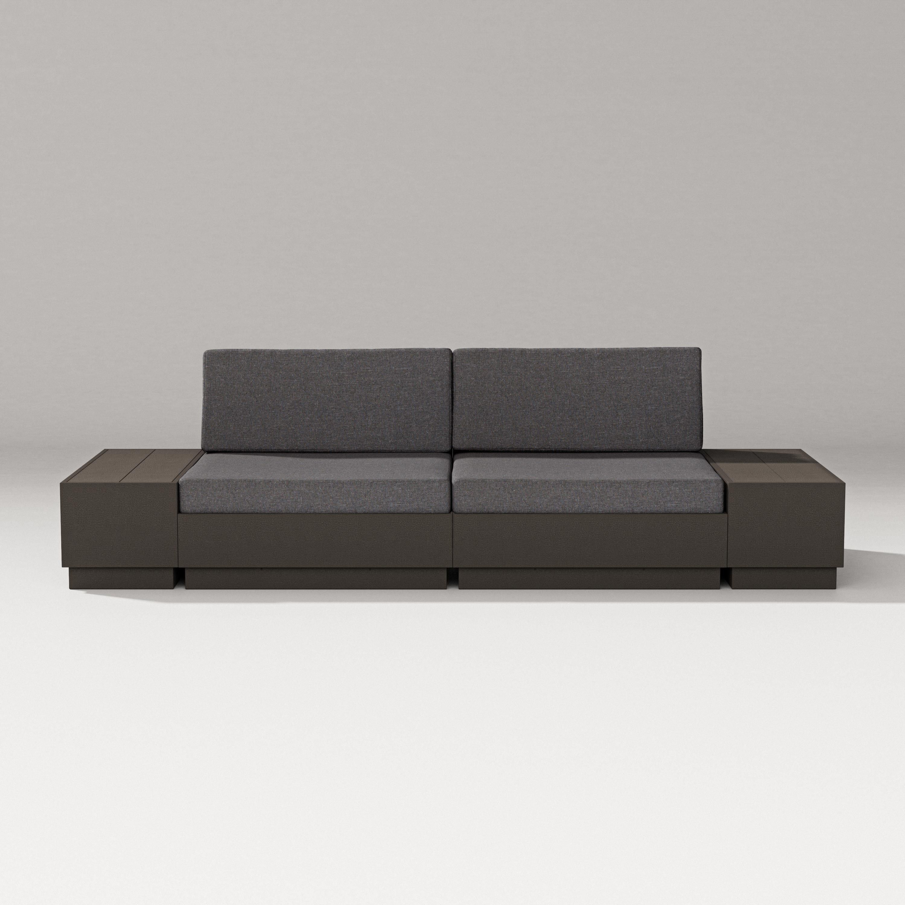 PW Designer Series Elevate 4-Piece Loveseat Sectional in Vintage Coffee / Ash Charcoal