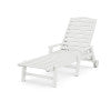 POLYWOOD Nautical Chaise with Arms & Wheels in White
