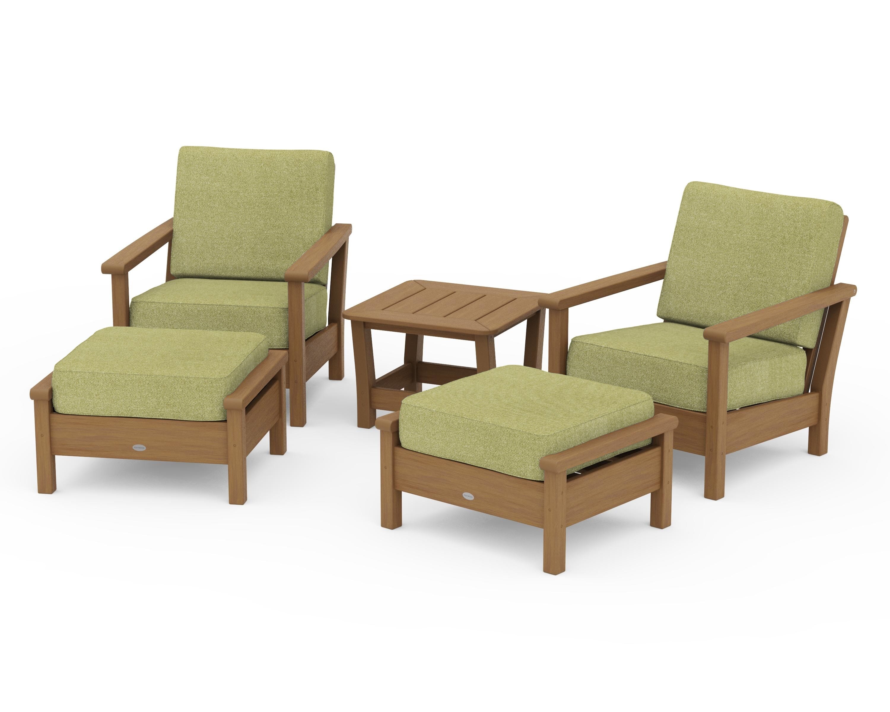 POLYWOOD Harbour 5-Piece Deep Seating Chair Set in Natural / Chartreuse Boucle