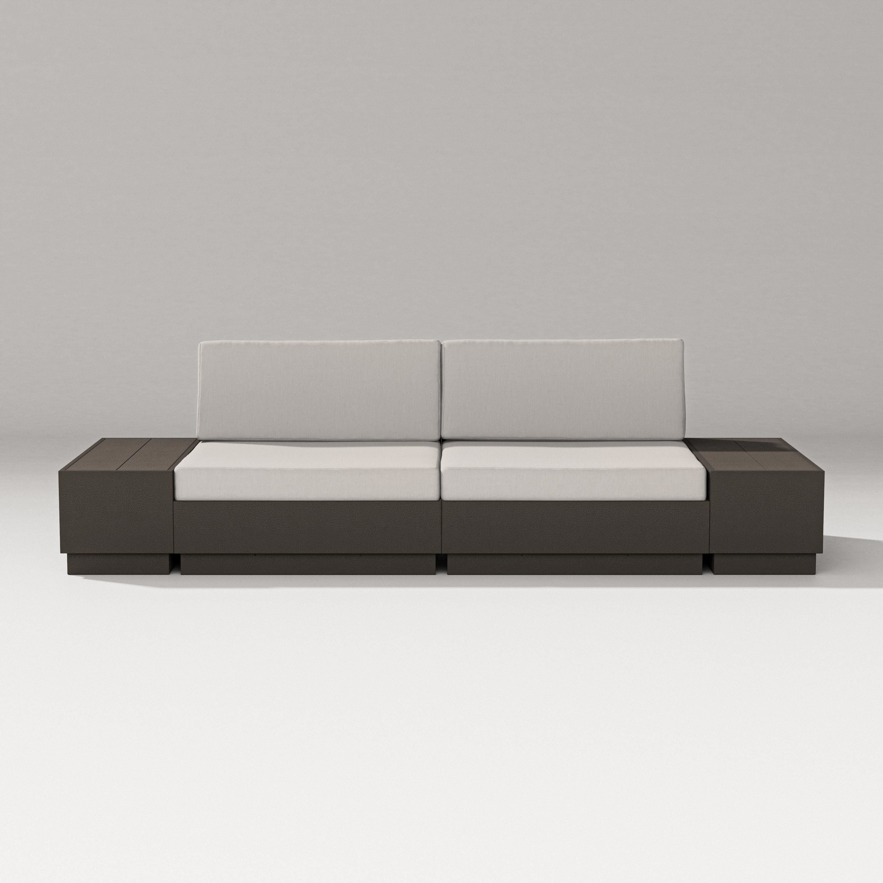 PW Designer Series Elevate 4-Piece Loveseat Sectional in Vintage Coffee / Cast Ash