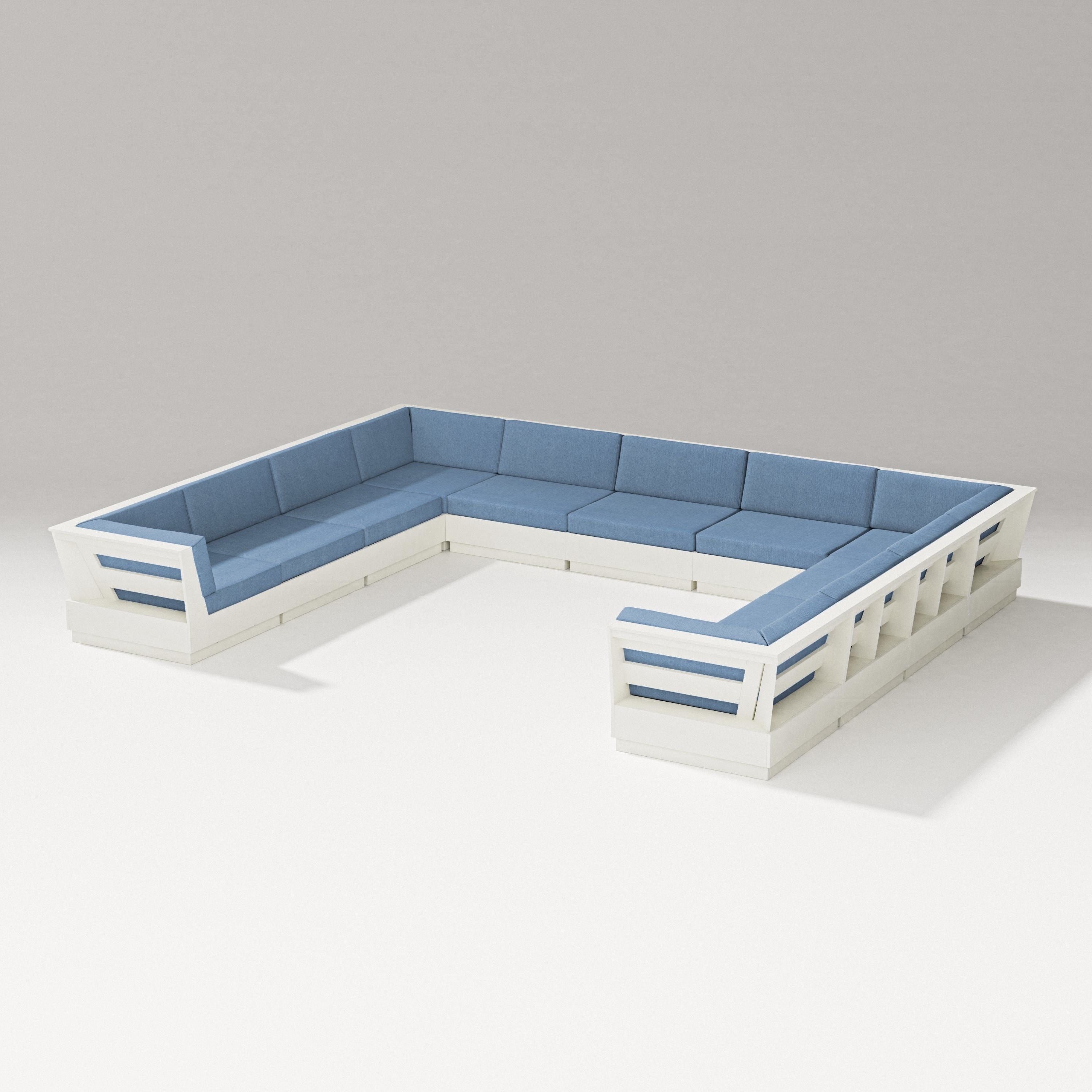 PW Designer Series Elevate Large U-Shaped Sectional in Vintage White / Sky Blue