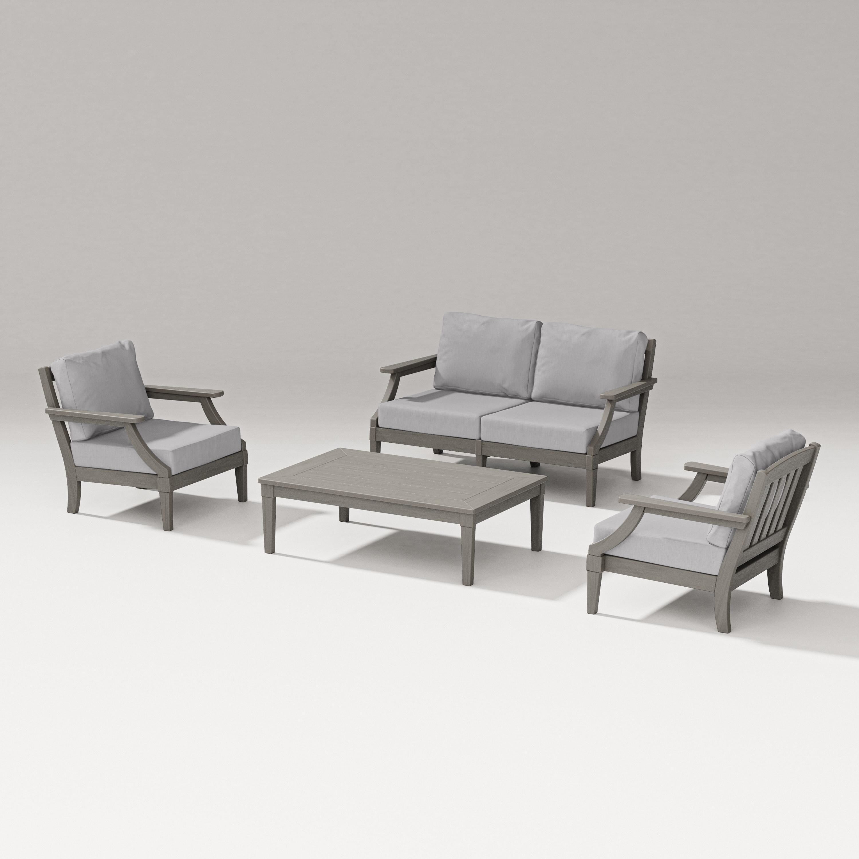 PW Designer Series Estate Lounge 4-Piece Loveseat Set in Driftwood / Granite