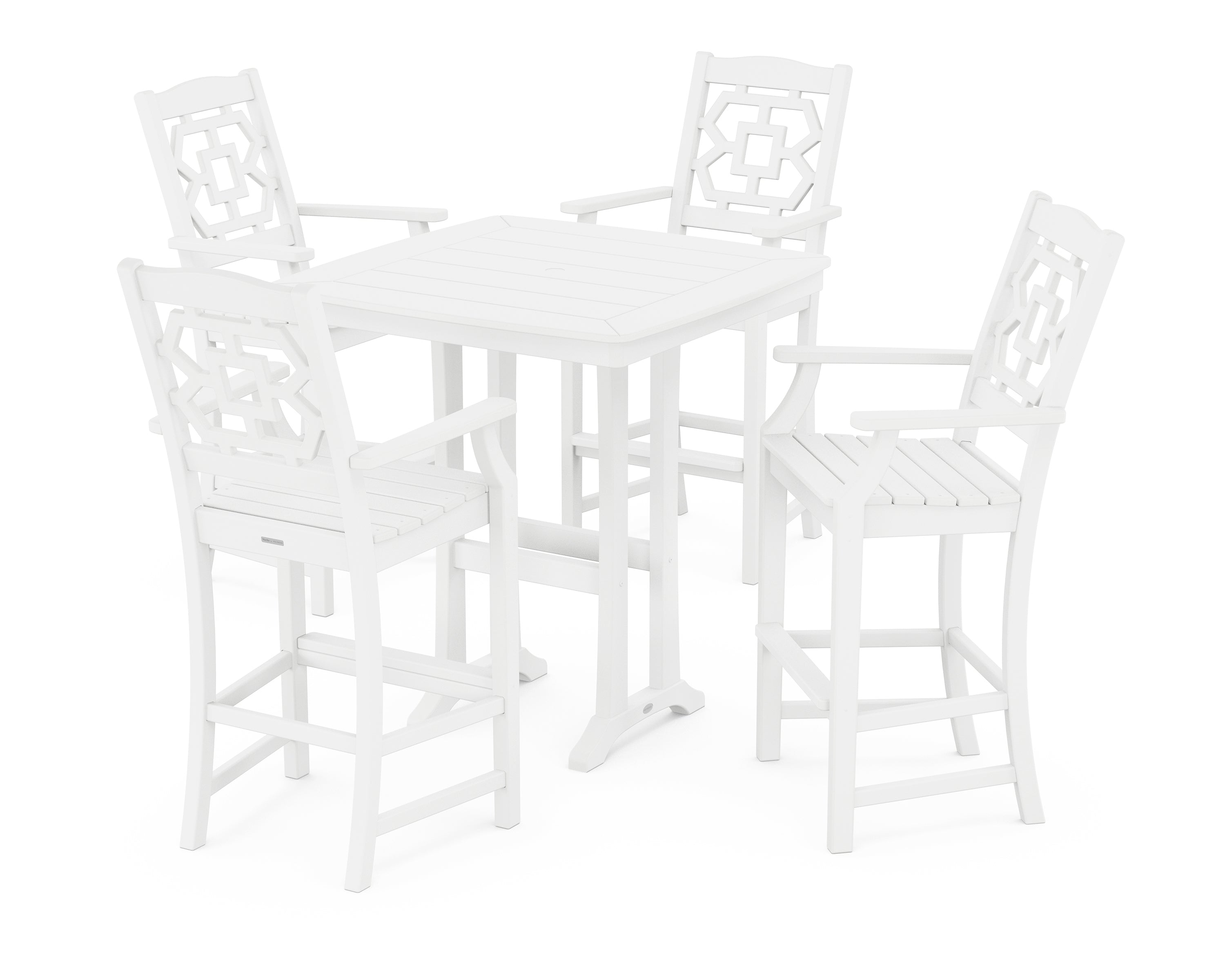 Martha Stewart by POLYWOOD® Chinoiserie 5-Piece Bar Set with Trestle Legs in White