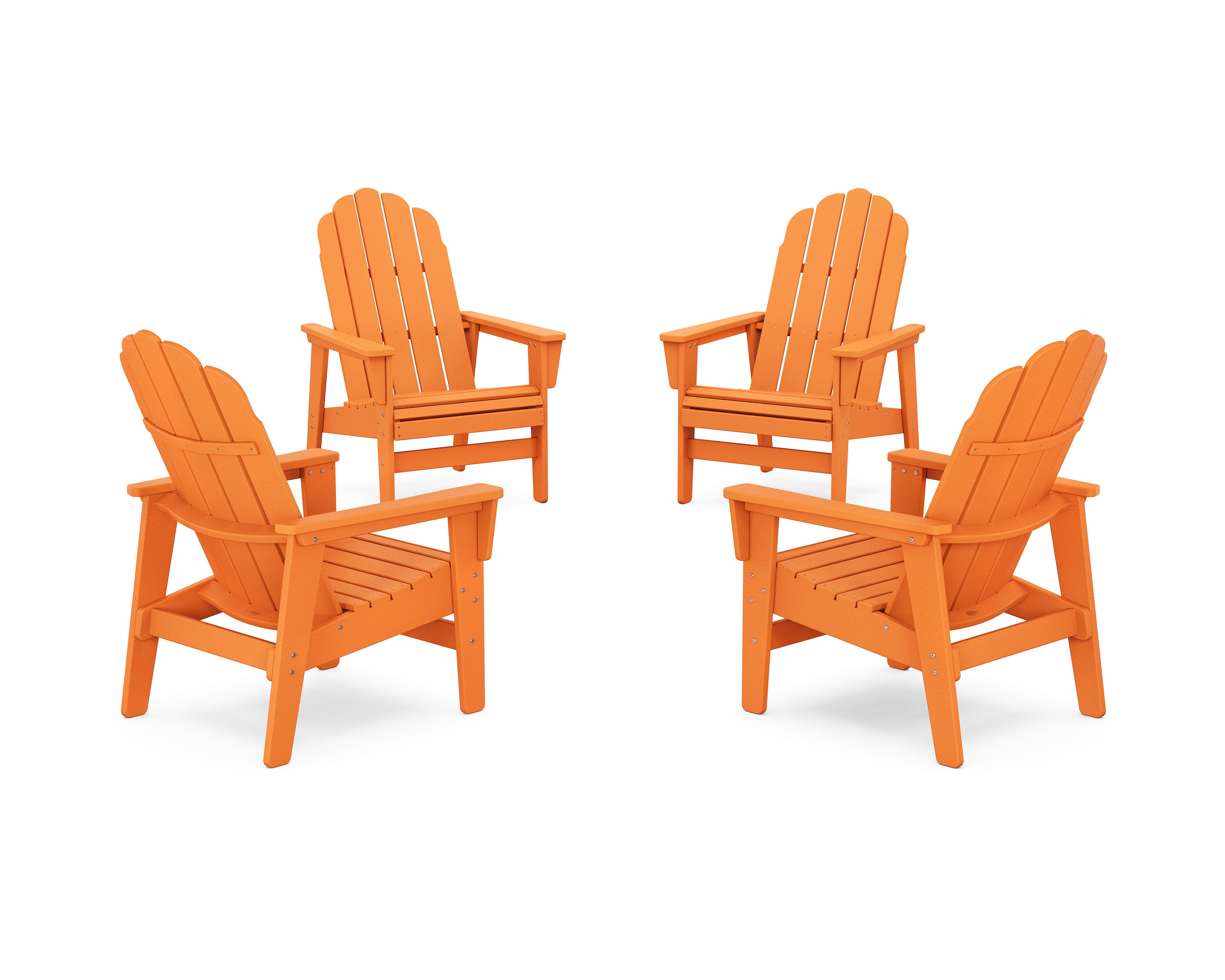 POLYWOOD® 4-Piece Vineyard Grand Upright Adirondack Chair Conversation Set in Tangerine