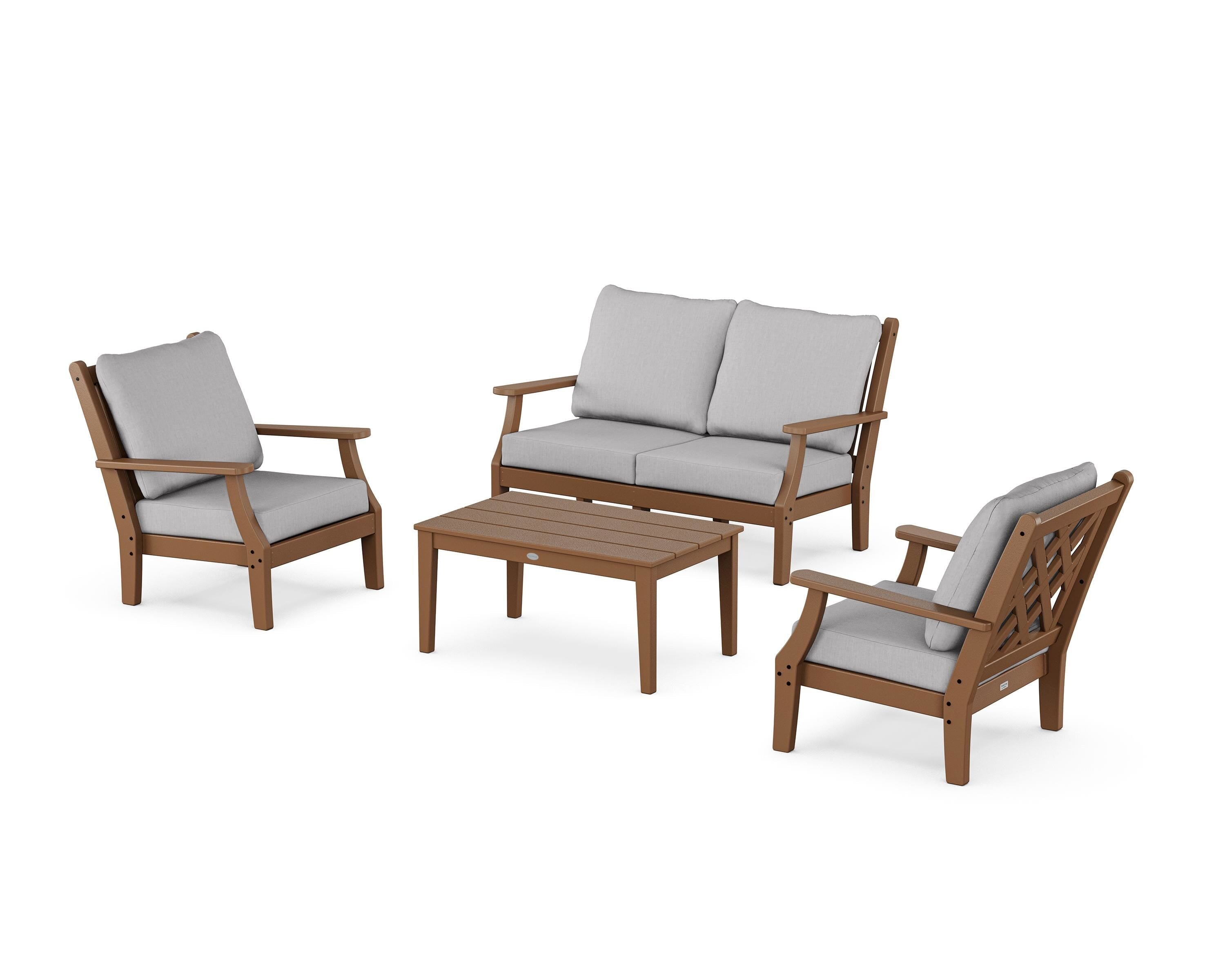 Country Living Wovendale 4-Piece Deep Seating Set with Loveseat in Teak / Granite