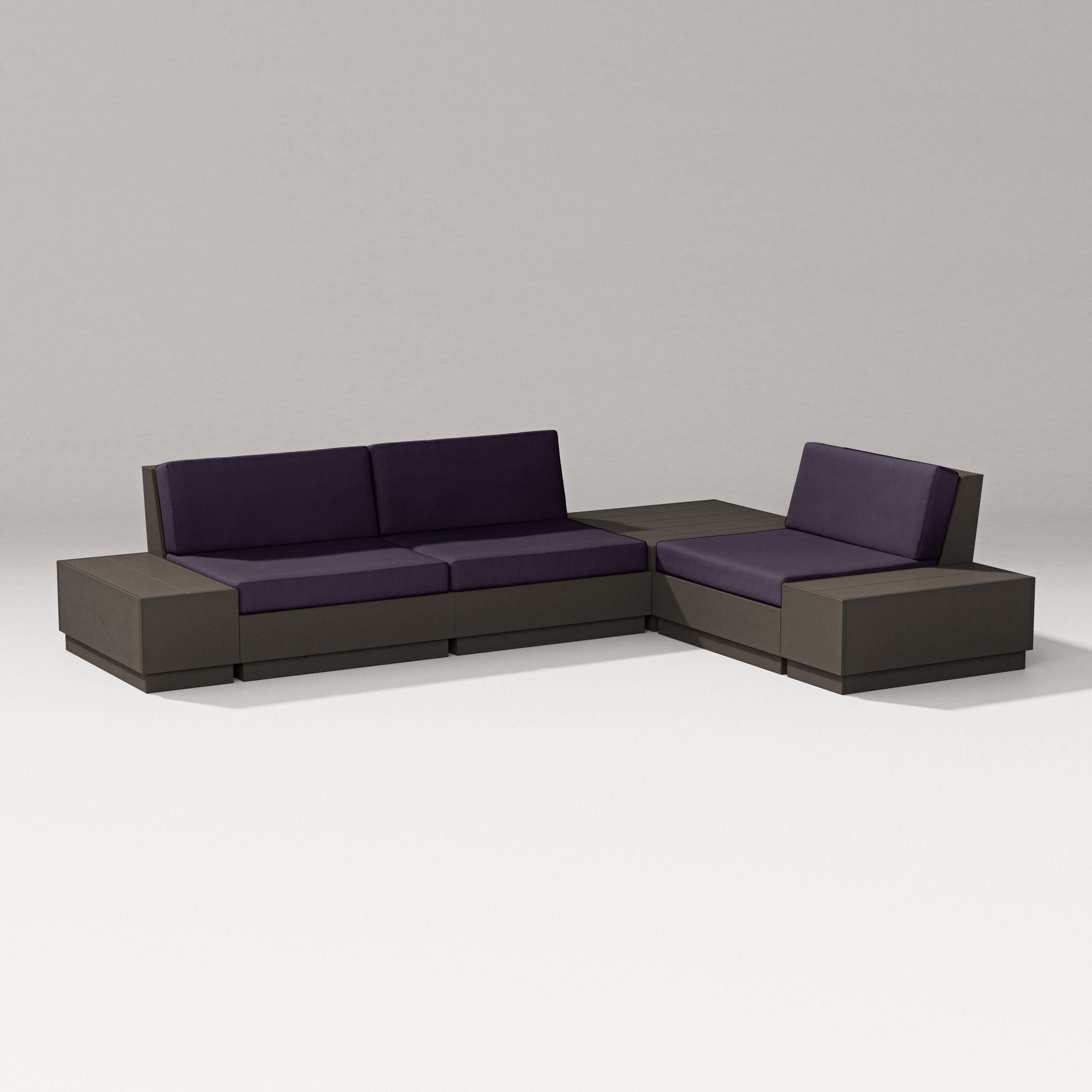 PW Designer Series Elevate 6-Piece Corner Sectional in Vintage Coffee / Navy Linen