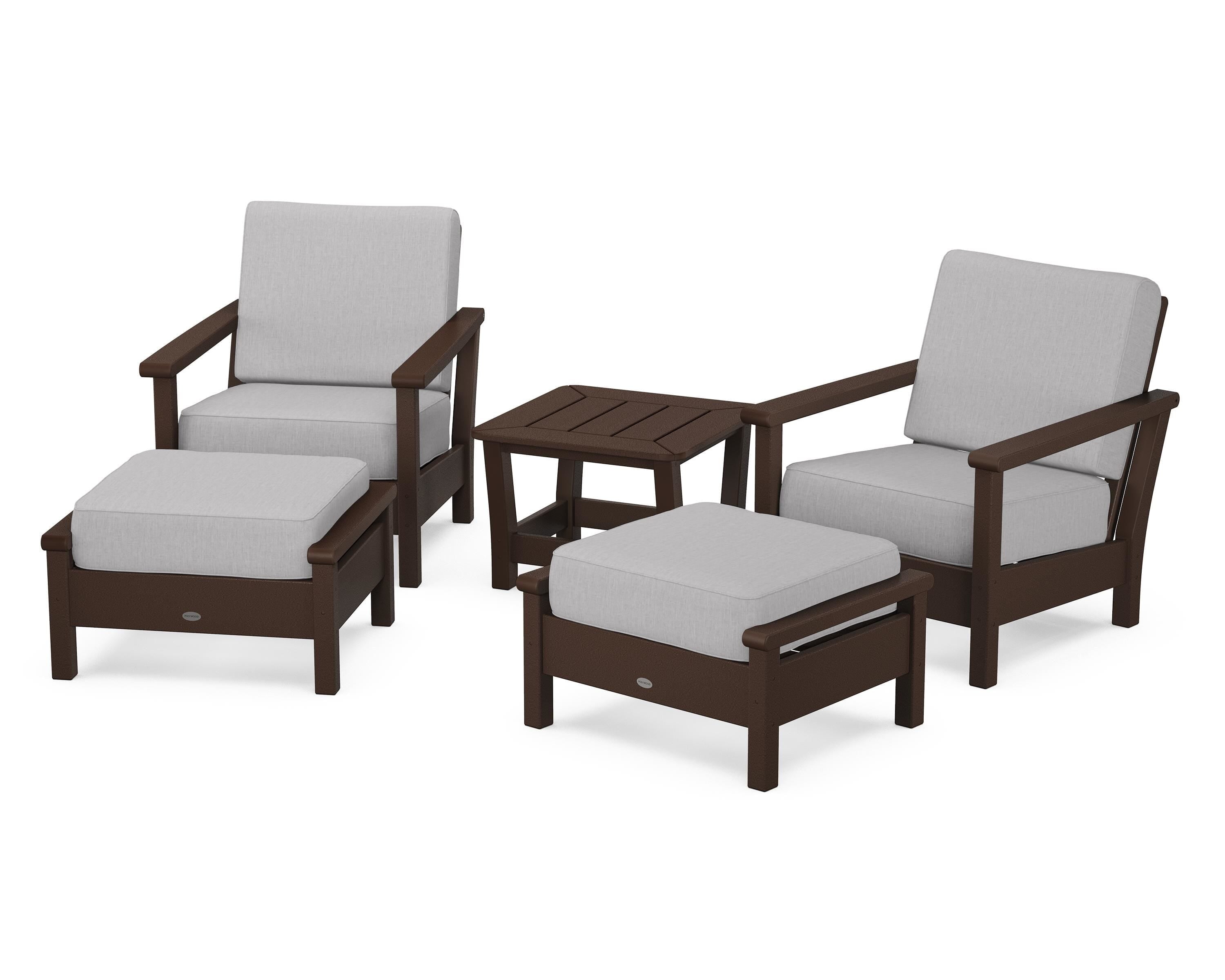 POLYWOOD Harbour 5-Piece Deep Seating Chair Set in Mahogany / Granite