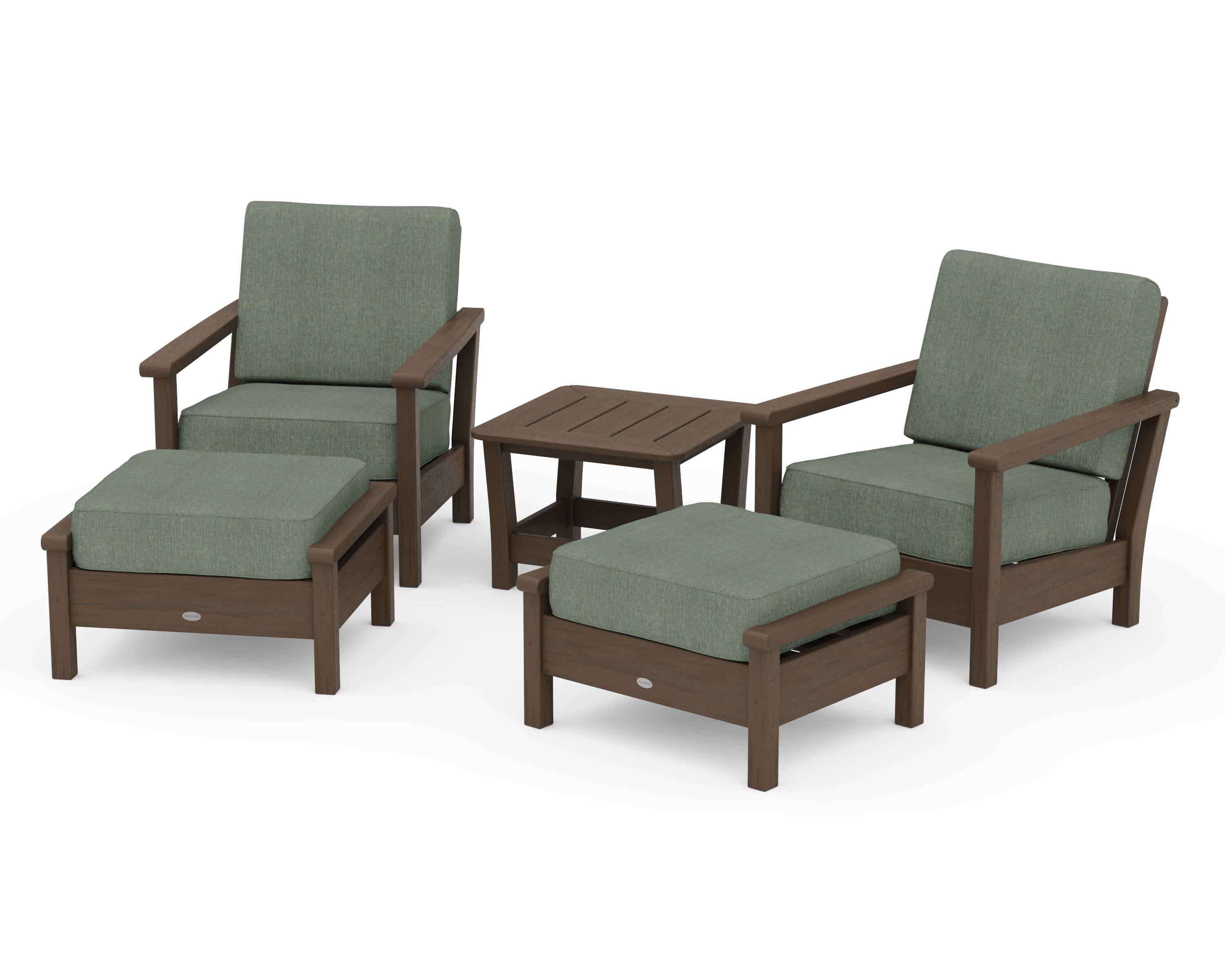 POLYWOOD Harbour 5-Piece Deep Seating Chair Set in Kona / Cast Sage