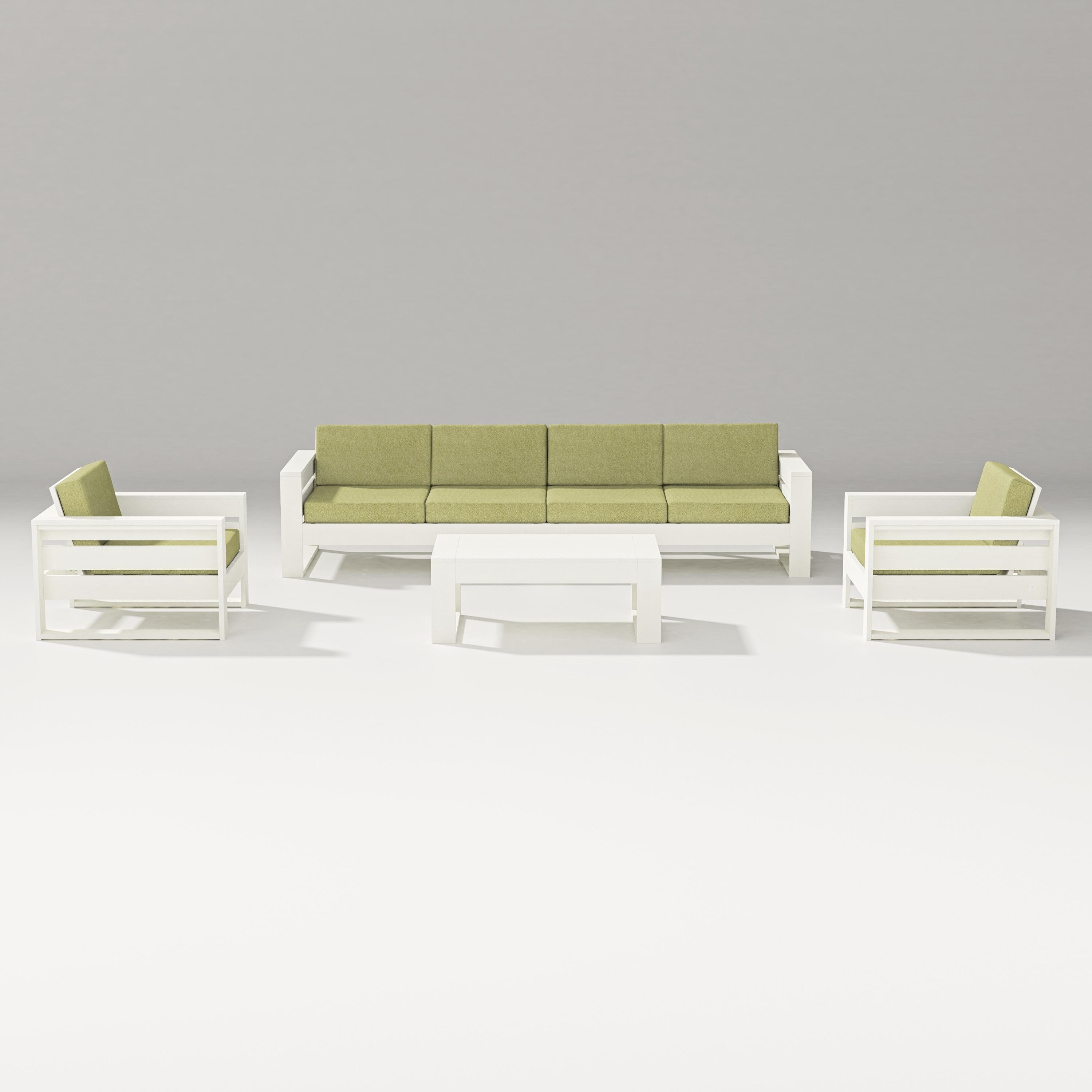 PW Designer Series Latitude 5-Piece Lounge Sofa Set in Vintage White / Chartreuse Boucle