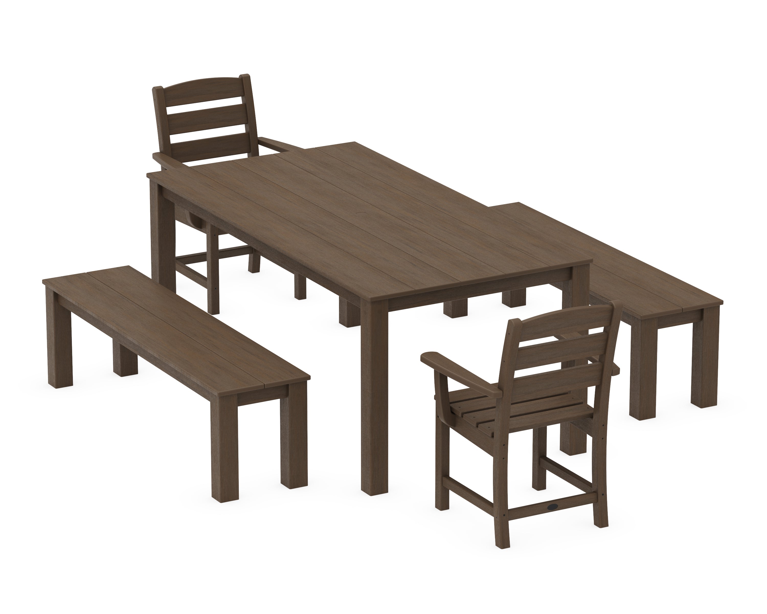 POLYWOOD Lakeside 5-Piece Parsons Dining Set with Benches in Kona
