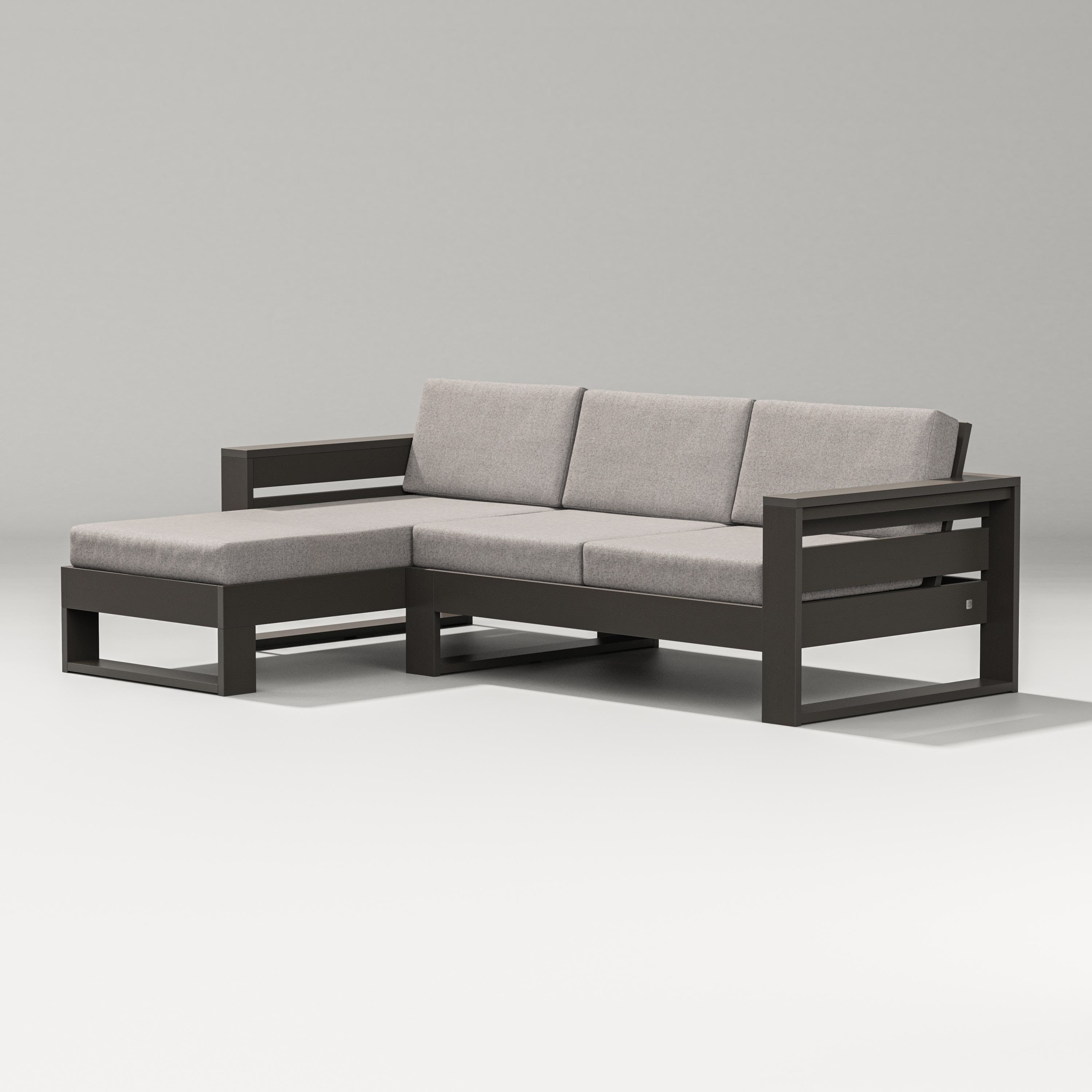 PW Designer Series Latitude Left Chaise Sectional in Vintage Coffee / Weathered Tweed