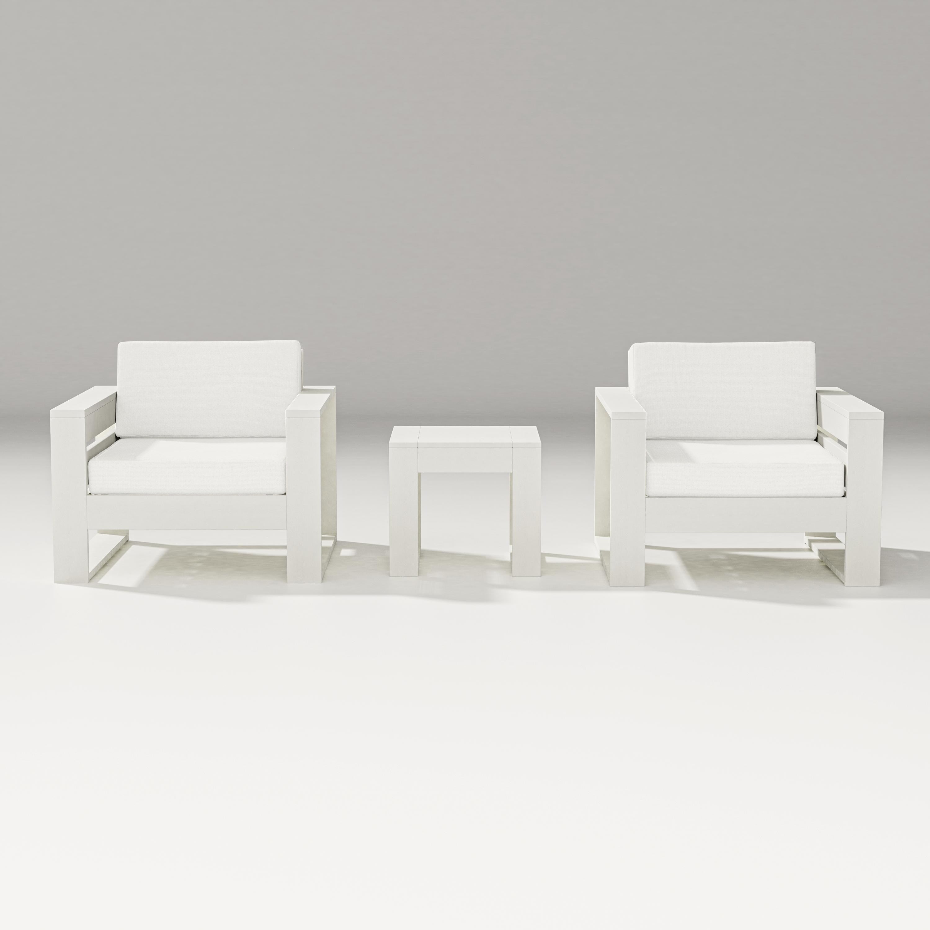 PW Designer Series Latitude 3-Piece Lounge Chair Set in Vintage White / Natural Linen