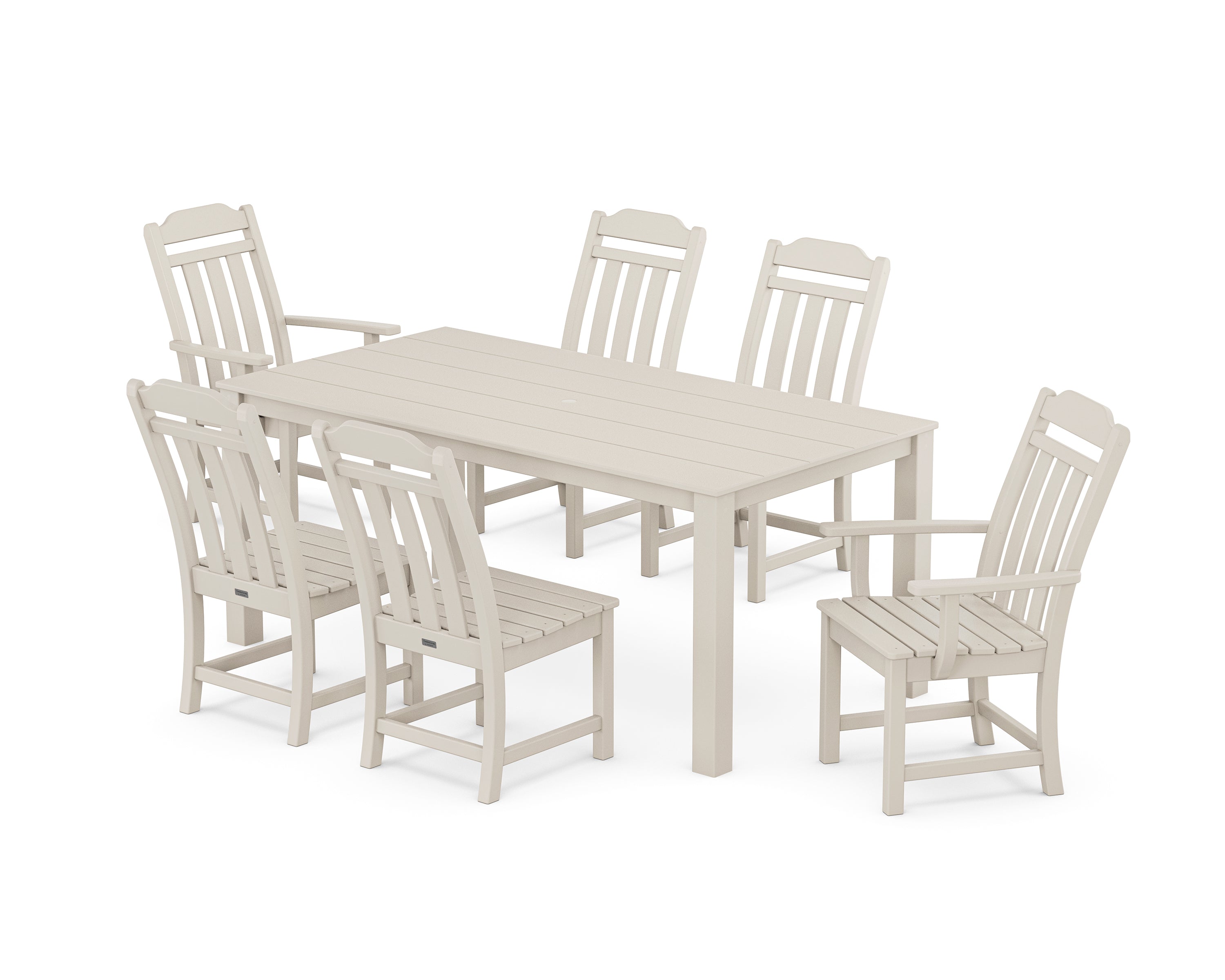 Polywood Country Living 7-Piece Parsons Dining Set in Sand