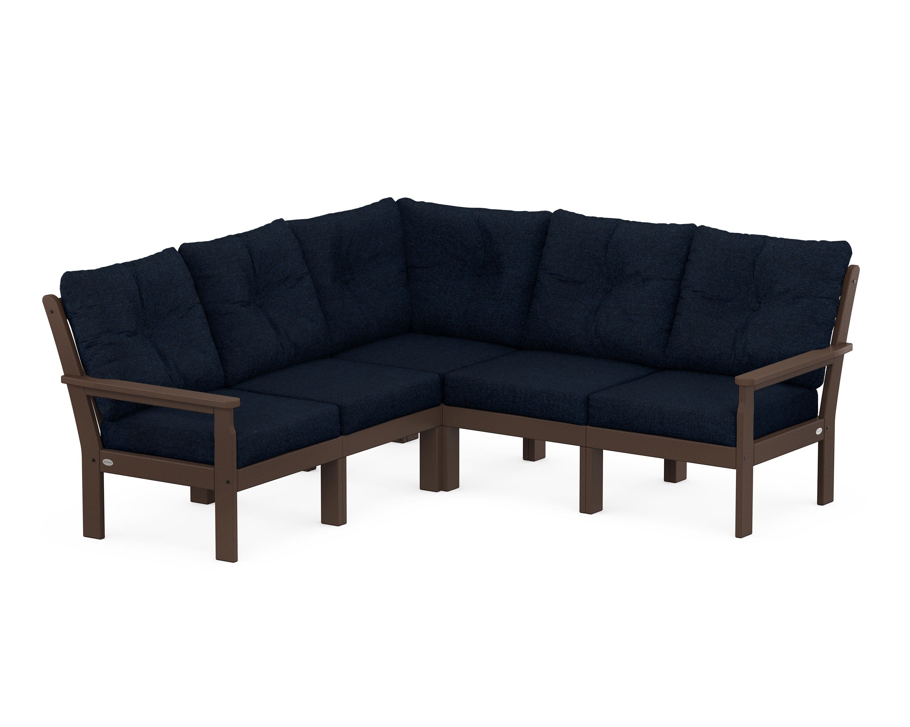 POLYWOOD Vineyard 5-Piece Sectional in Mahogany / Marine Indigo