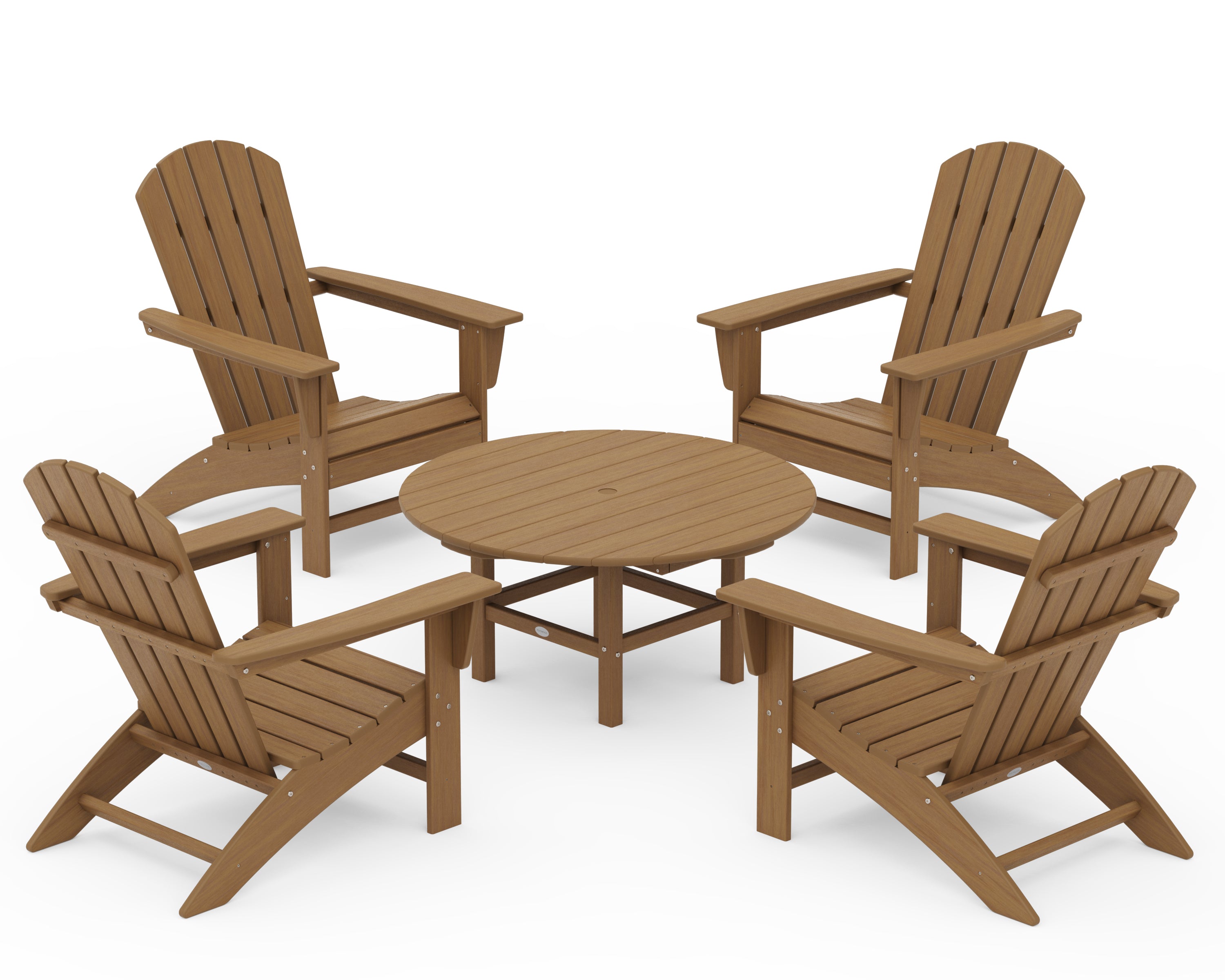POLYWOOD Nautical 5-Piece Adirondack Chair Conversation Set in Natural