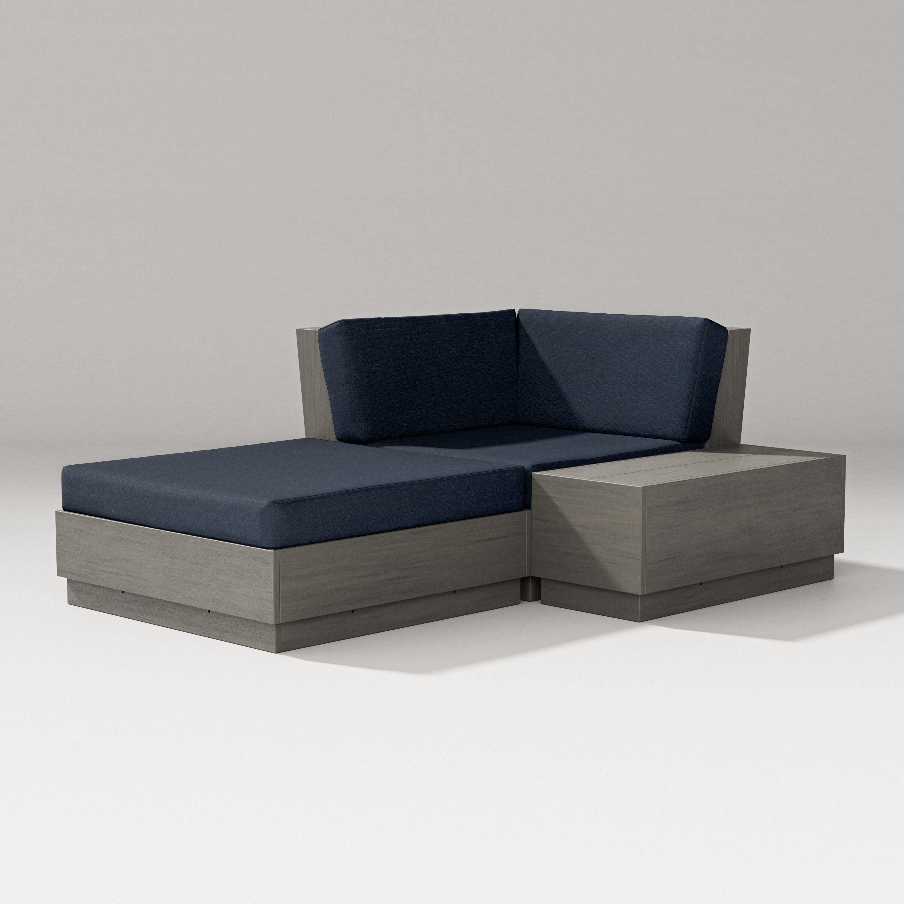 PW Designer Series Elevate Corner Chaise in Driftwood / Marine Indigo