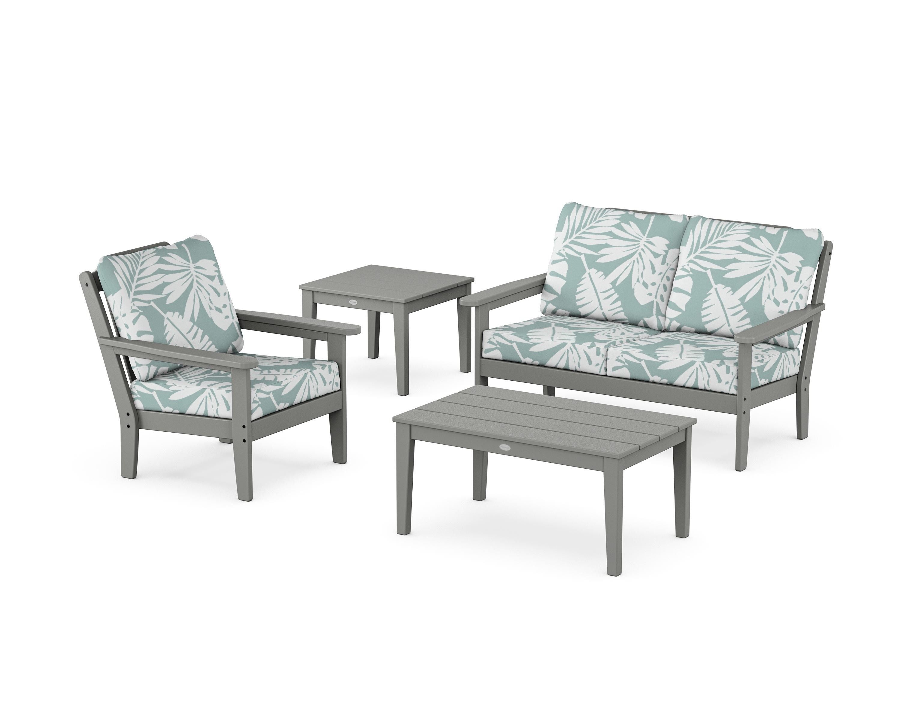 Country Living Wovendale 4-Piece Deep Seating Set in Slate Grey / Leaf Glacier Spa