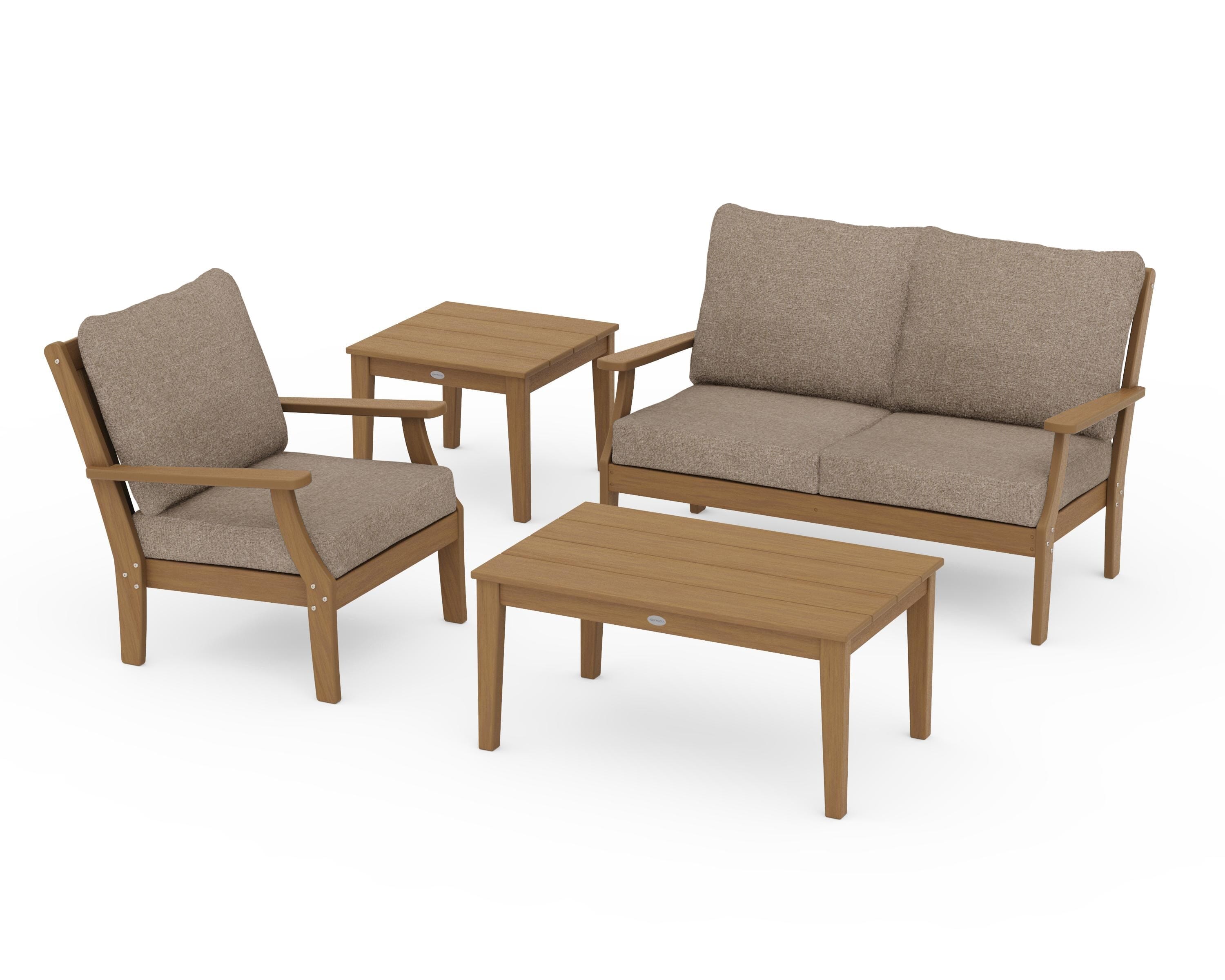 POLYWOOD Braxton 4-Piece Deep Seating Set in Natural / Spiced Burlap