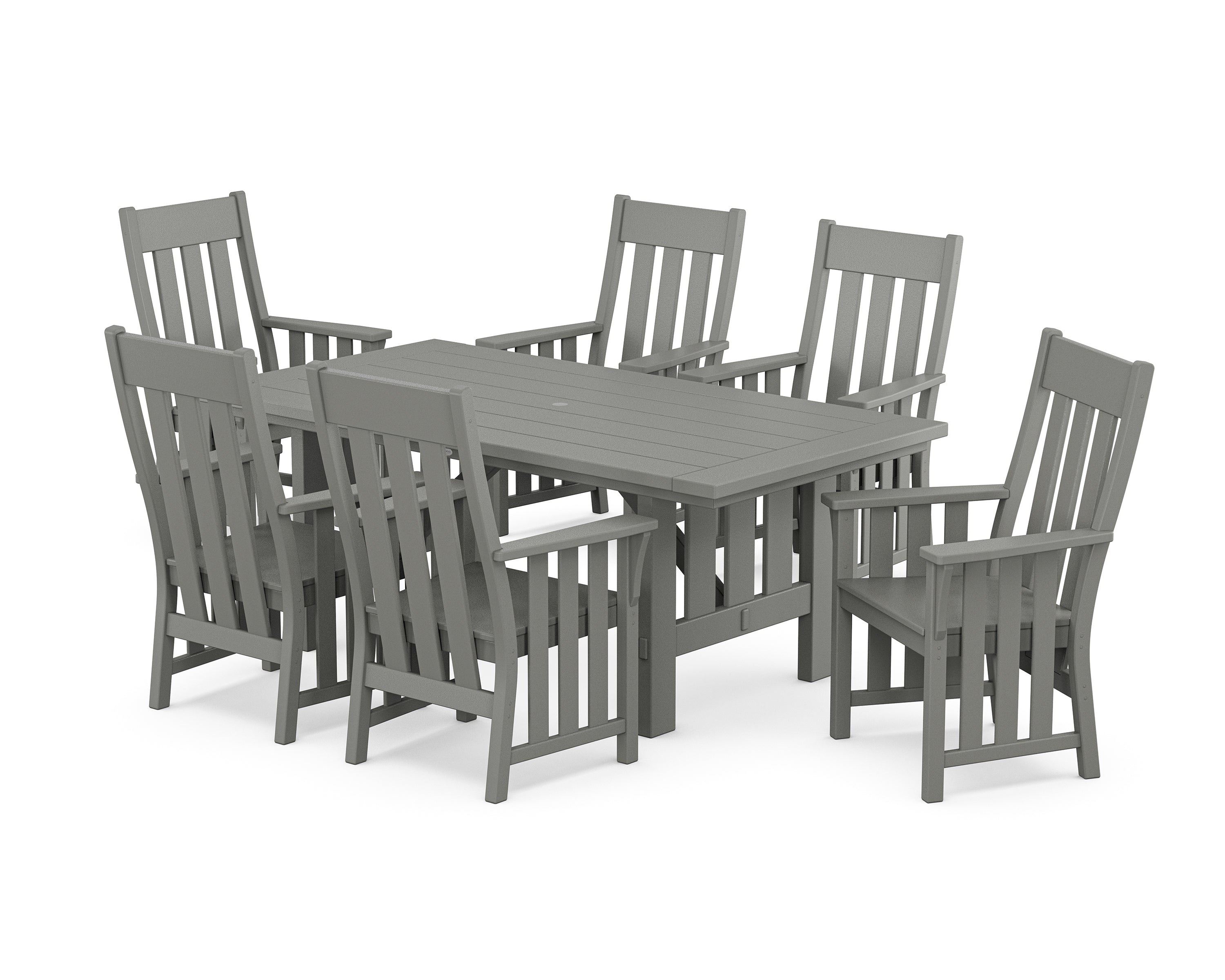 Martha Stewart by POLYWOOD® Acadia Arm Chair 7-Piece Dining Set in Slate Grey